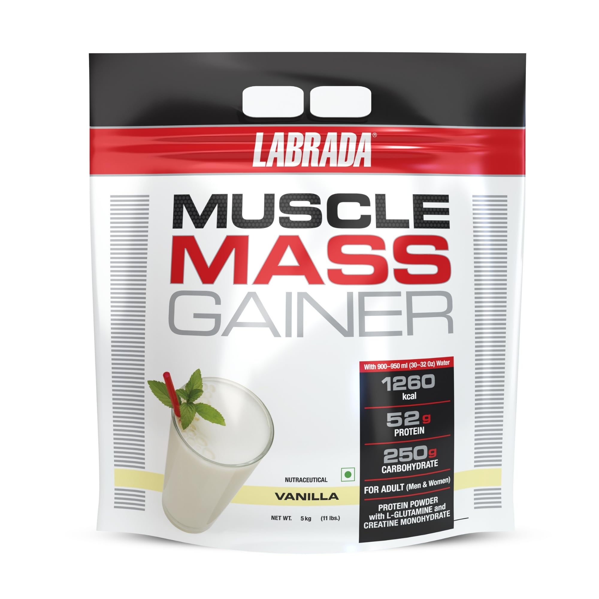 Labrada Muscle Mass Gainer | 52g Protein, 250g Carbs, 1g Creatine per Serving |Weight Gainer Powder, 3 kg Mocha — Amazon image 15