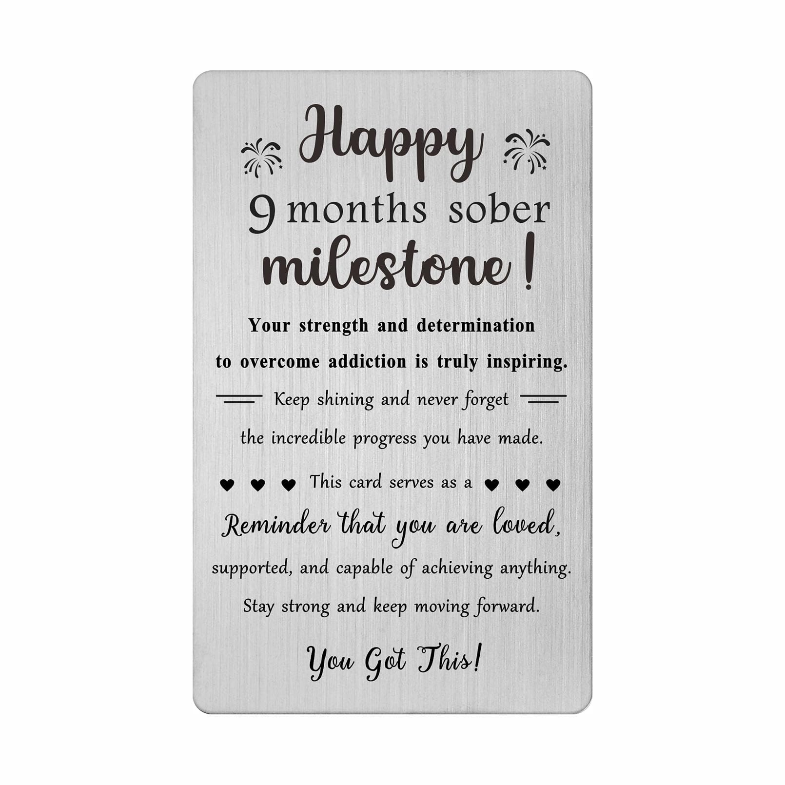 TGCNQ 9 Months Sobriety Gifts - Recovery Gifts for Women Men - 9 Months Sober Anniversary Metal Card โ image 1