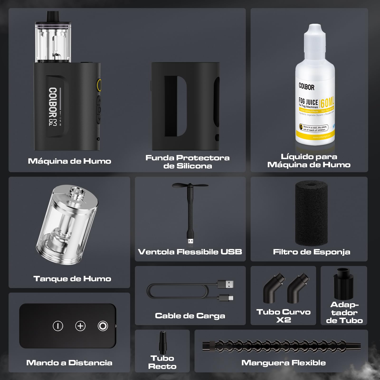 COLBOR CF3 Máquina de Humo Portátil con Control Remoto | Mini Máquina de Niebla de Mano con Protección contra Inclinación de 60° para Fotografía Fiestas Escenas Cosplay Halloween