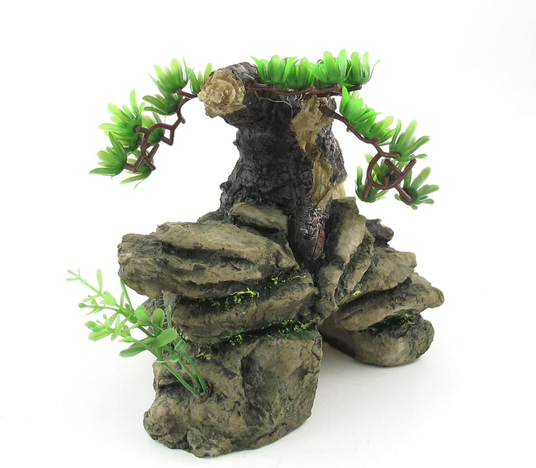 ZHuidjo 6.3" Atificial Aquarium Landscaping Green Pine Design Rockery Ornament (SN: 6c9 759 eb5 685 858)