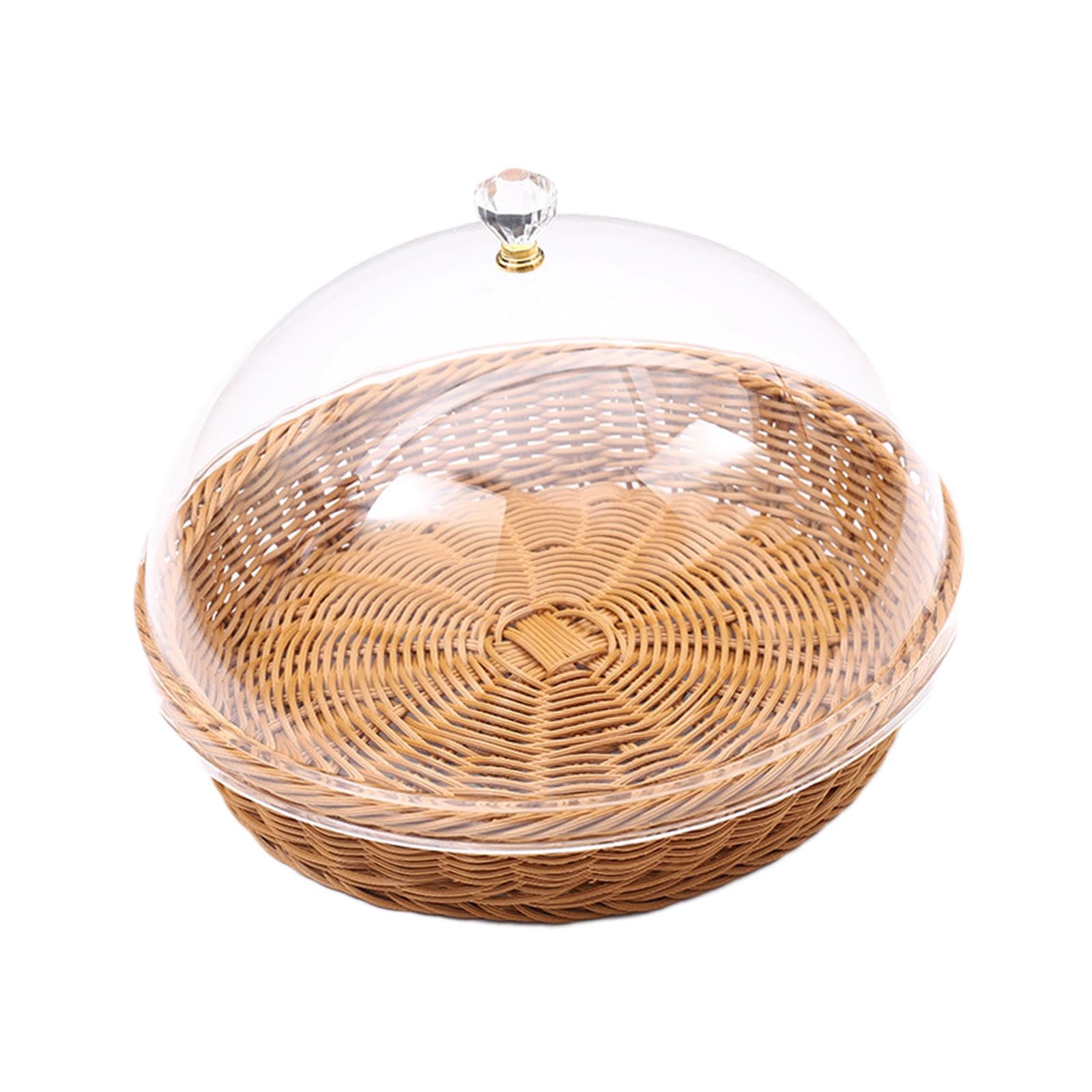 Bothyi Woven Bread Basket with Lid Imitation Rattan Basket Organizer Handwoven Fruit Basket for Kitchen Dining Room Desk Picnic Cafe, 35cmx22cm