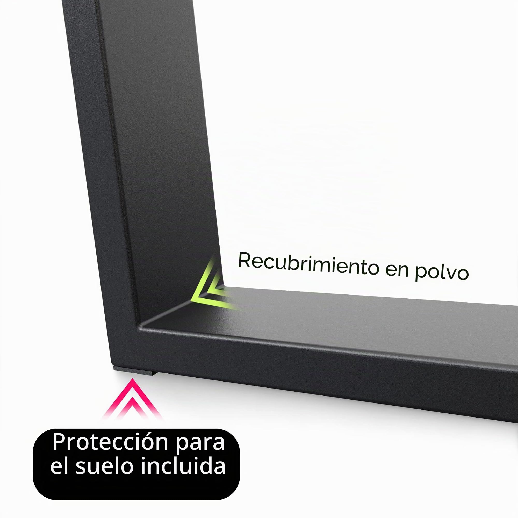 NOGGI: 2 Patas de Mesa de Metal Angular (40x30cm - Negro - Mesa Baja | Banco) | Patas para Muebles Modernas de Acero con Perfiles Cuadrados |