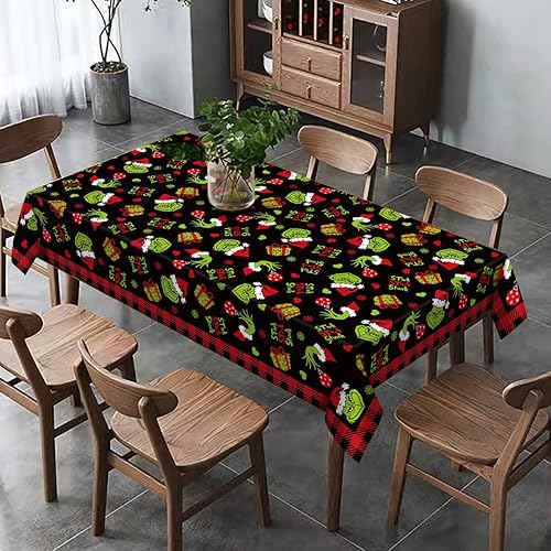 Miniatura 8 de Mantel de Navidad con diseño de elfo verde de Navidad, decoración de fiesta de invierno, rectangular, cocina, comedor, decoración del hogar, 60 x 84