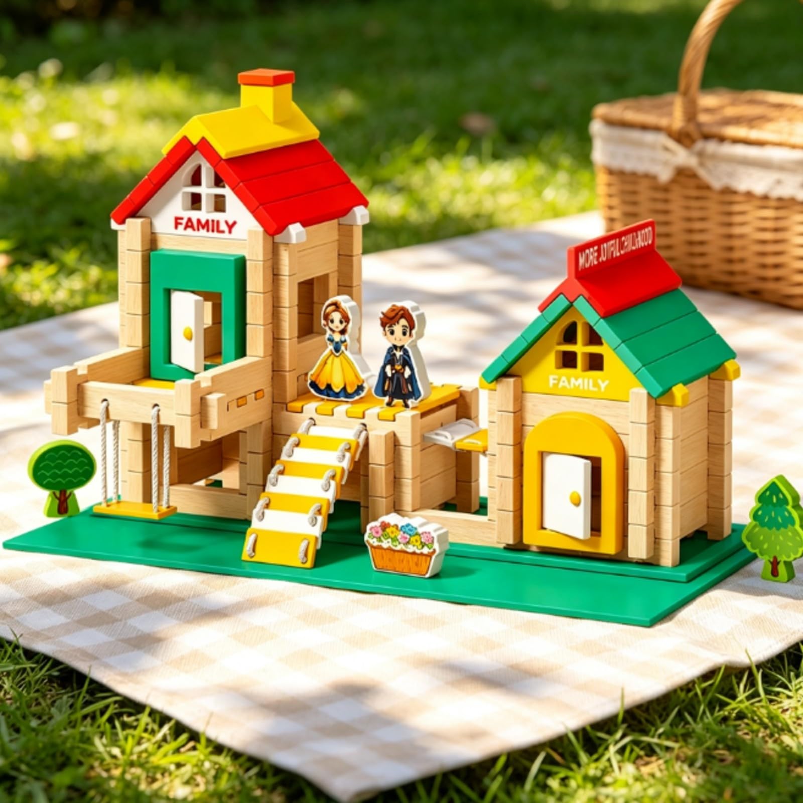 predolo Jeu Cotruction DIY en Bois Créatif | Développe la Peée Spatiale, Jeu Cotruction Éléments Architecturaux Colorés, Bords Arrondis, pr, Crèche