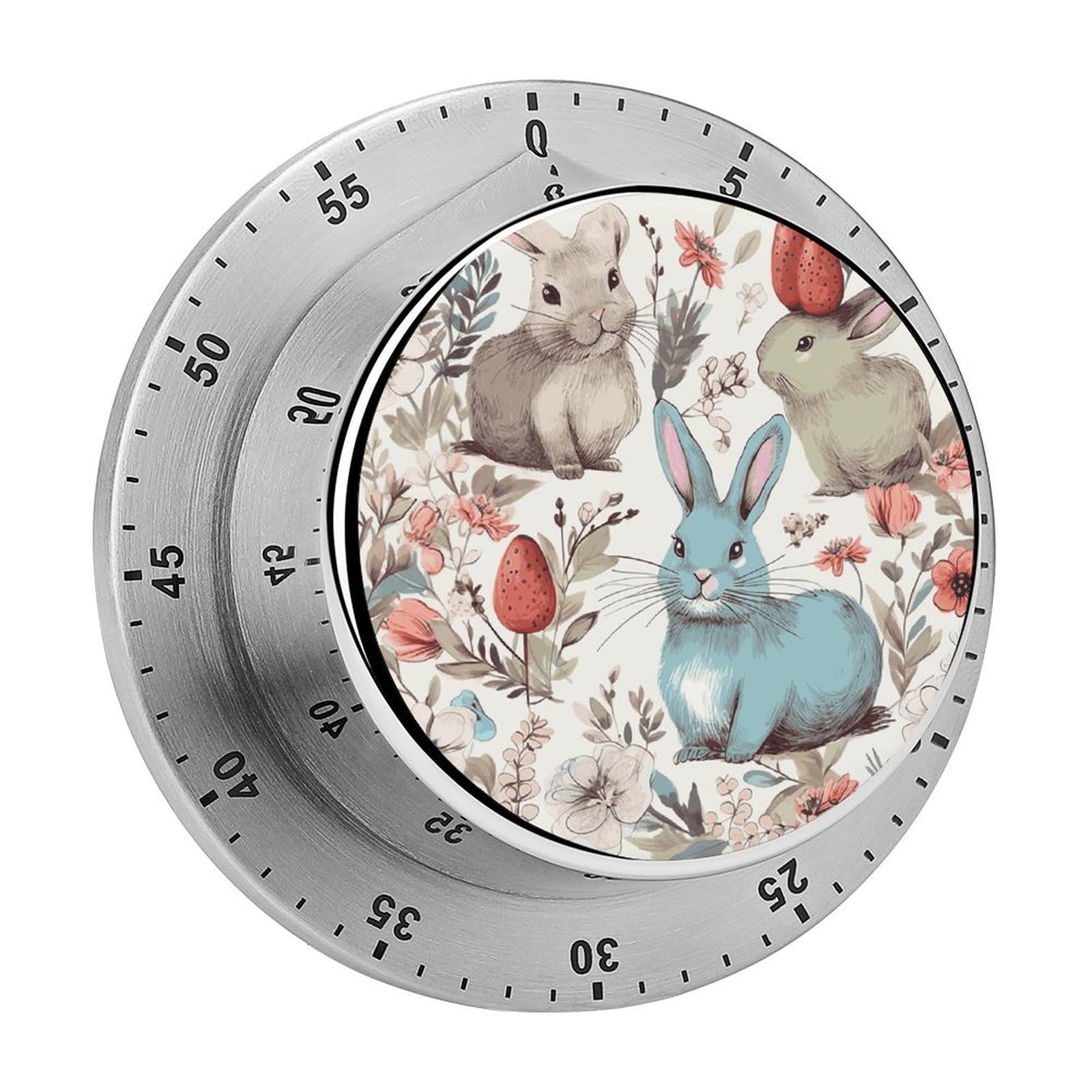 Flowers Bunnies Birds Timer Desk Productivity Teacher Supplies Kitchen Magnetic Countdown Mechanical Timer for Cooking, Egg, Teacher, Exercise, Oven.