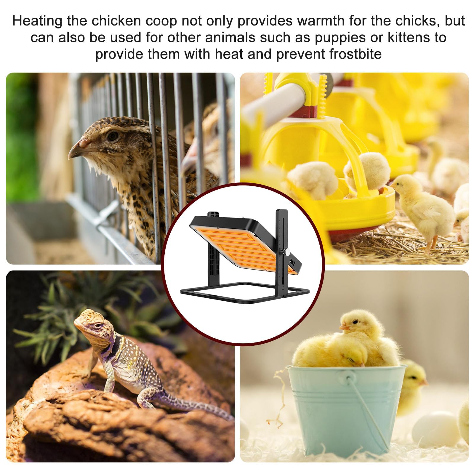 Lámpara de calor para pollito, placa de calor para gallinero, temperatura y altura ajustables, lámpara de calor para gallinas, lámpara de calor animales, ahorro de energía en invierno