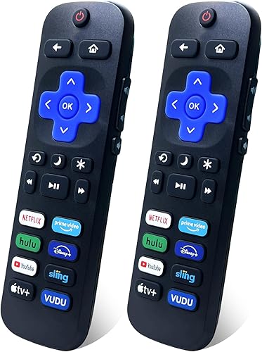 Paquete de 2 Reemplazo de control remoto para Roku TV universal compatible con TCLHisenseElementInsigniaJVCOnnPhilipsRCASharp (no para R-ku Stick o
