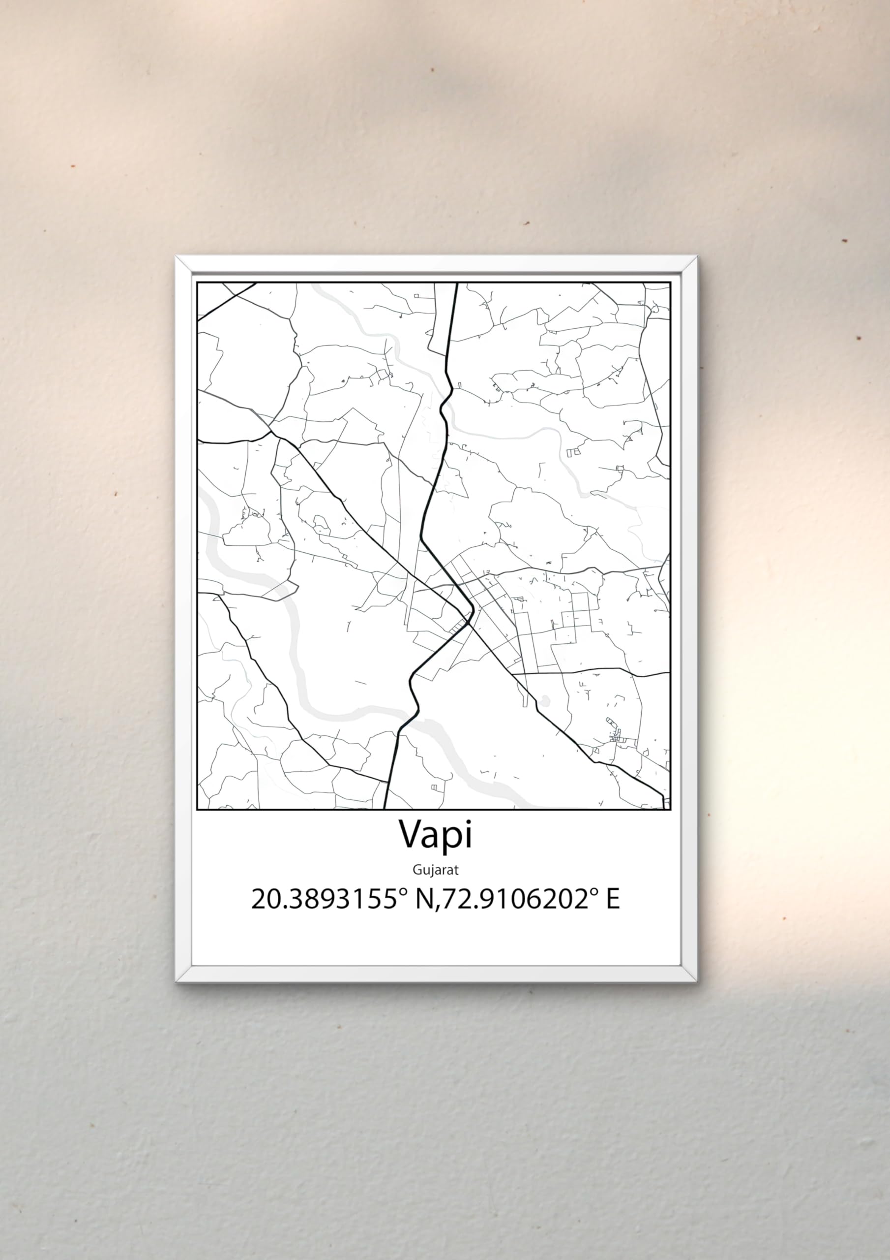 Vapi, Gujarat, India UNFRAMED Minimalist Map Line Art Print Poster Wall  Office Home Hometown Housewarming Decor Enhanced Paper Poster : Amazon.in:  Home & Kitchen