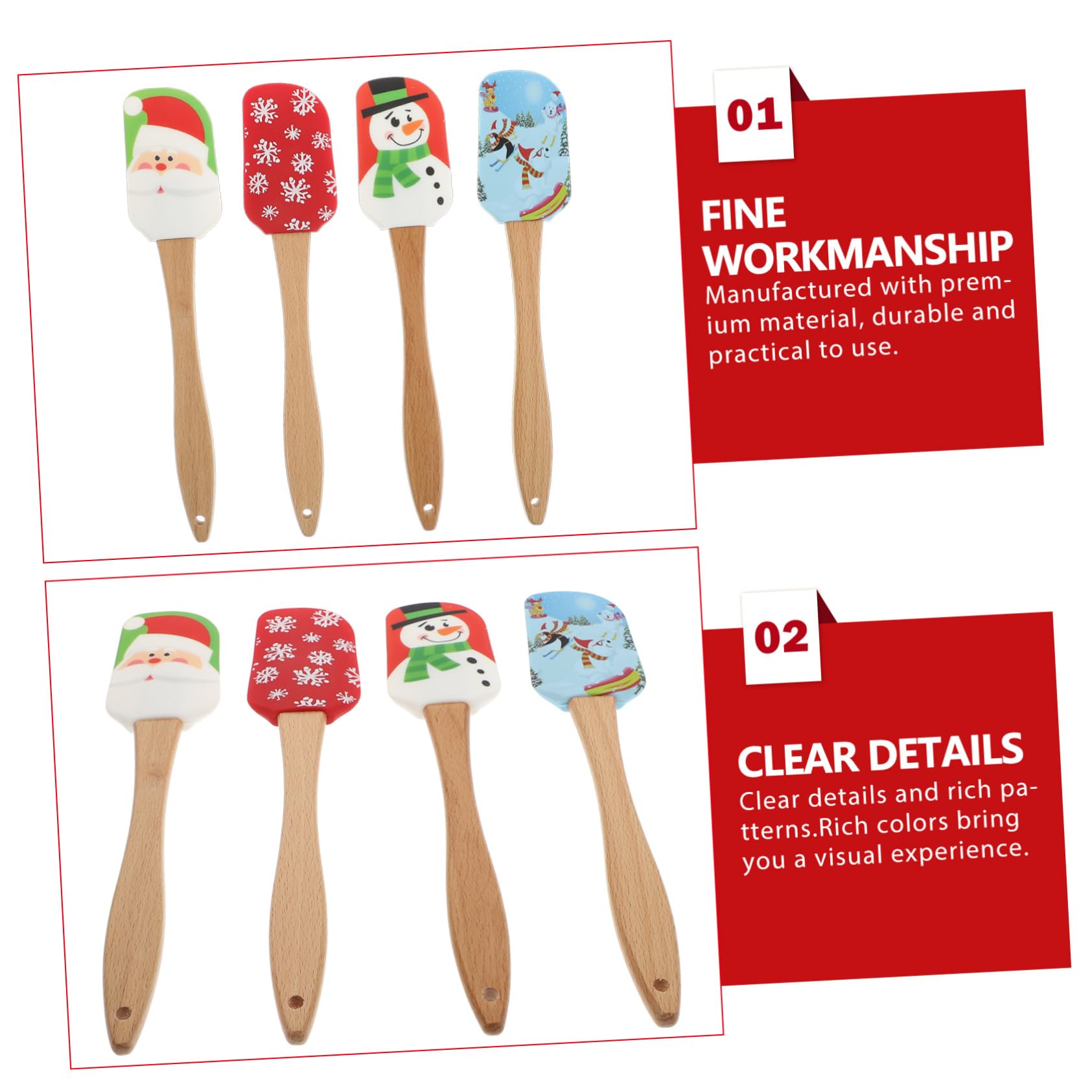 POPETPOP 4 piezas Raspadores de Crema de Navidad de Silicona de Espátulas para Pasteles Utensilios de Cocina para Hornear Decoración de Tartas