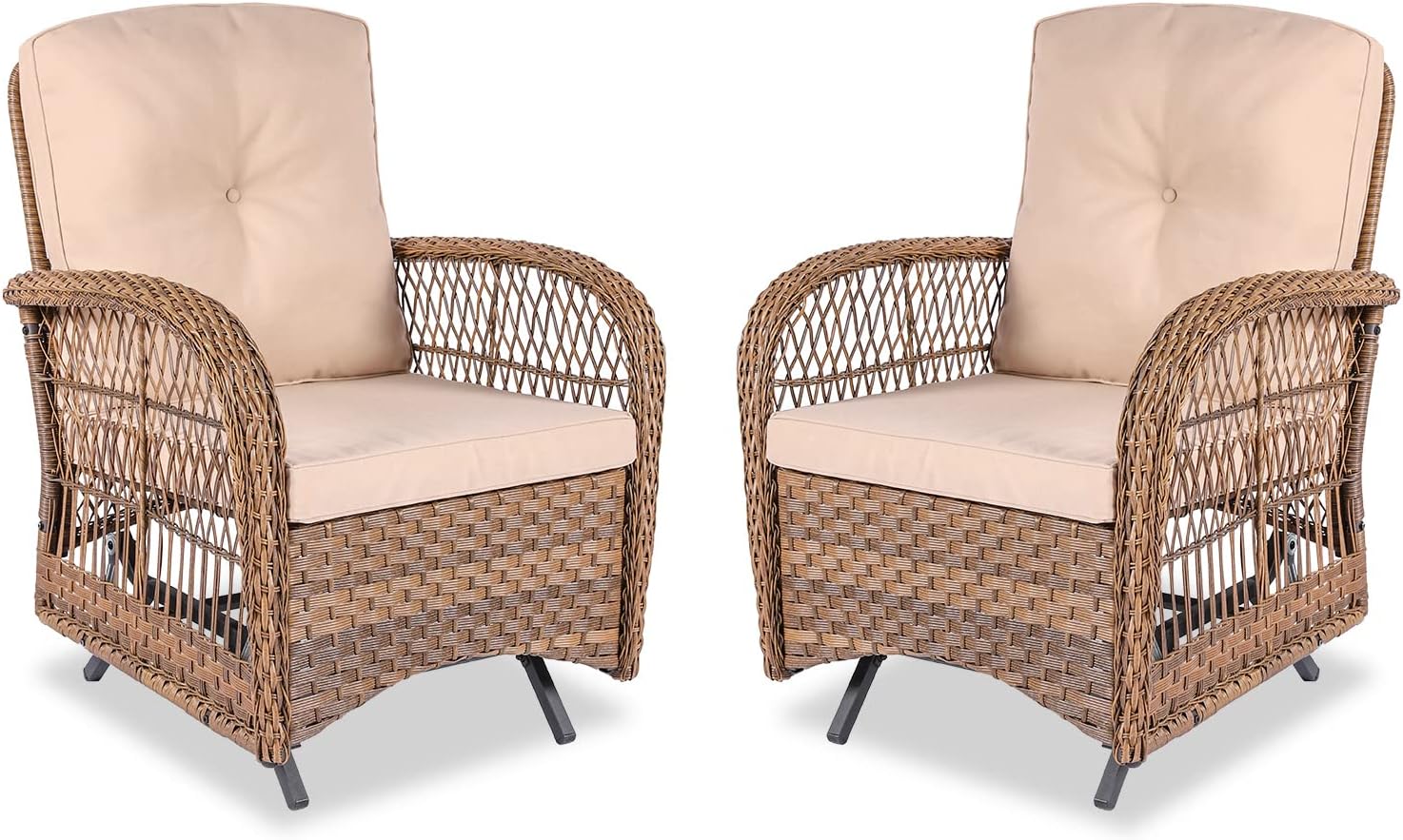 MEETWARM Outdoor Patio Wicker Rocking Glider Set, All