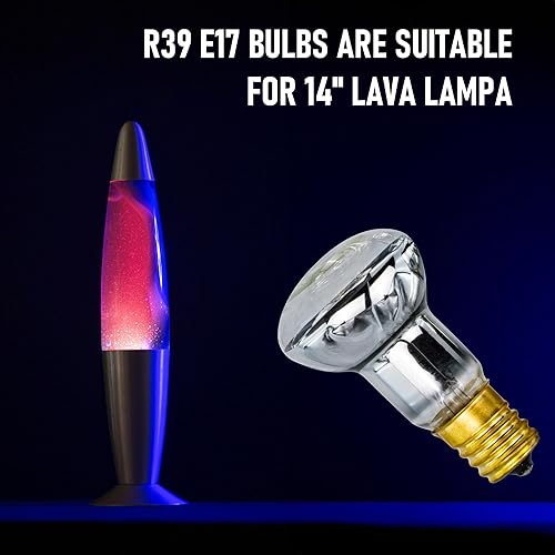 Miniatura 4 de Paquete de 4 bombillas de lava de 25 W, 120 V R39 E17 25 W 4 piezas de repuesto para lámparas de lava, lámparas con purpurina, incandescentes,