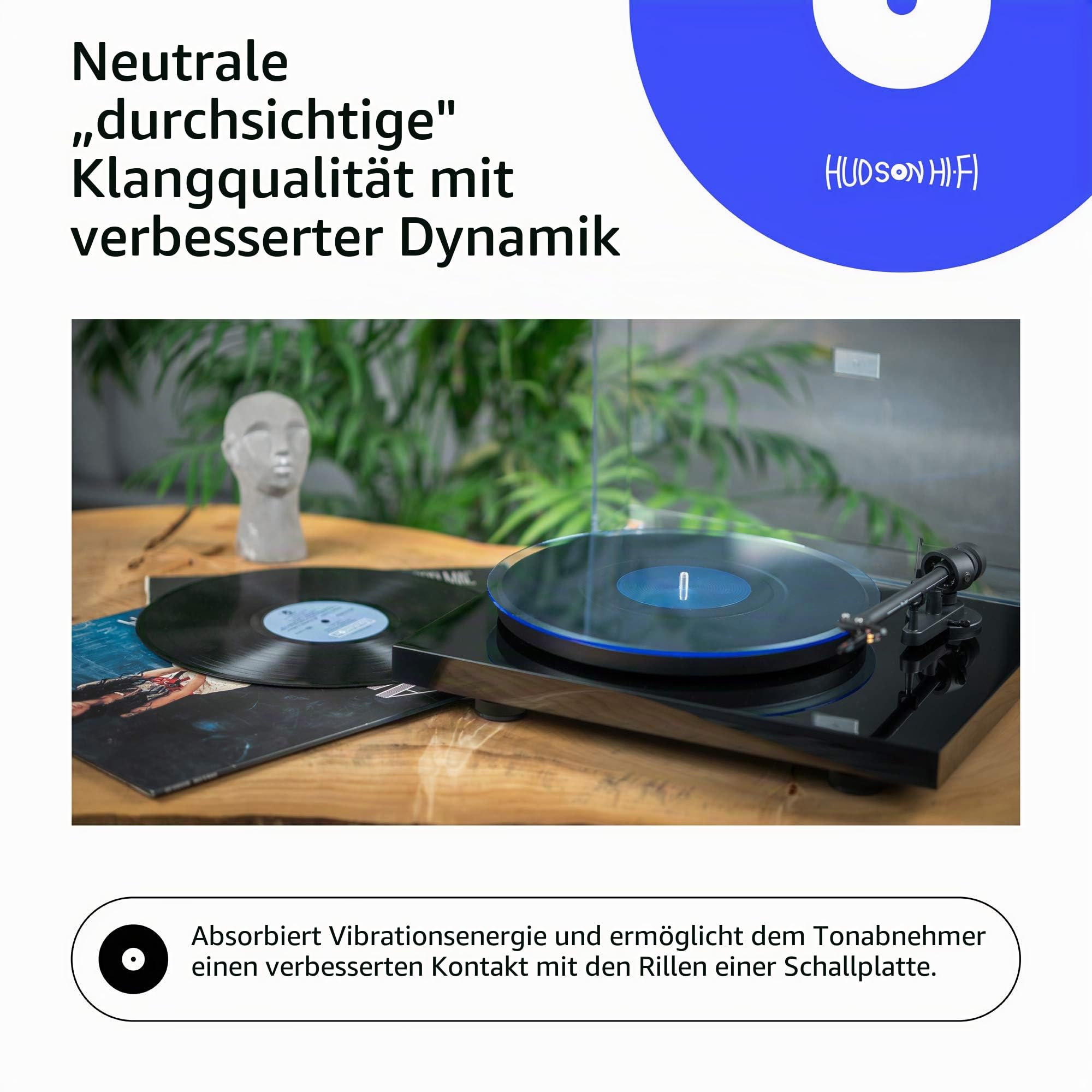 Hudson Hi-Fi Plattenspieler - Matte aus Acryl - BlueLit - LP Slipmat