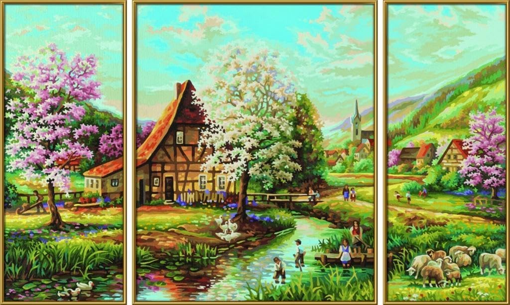 Schipper 609260664 "Country Idyll Triptychon Paint By Numbers Board