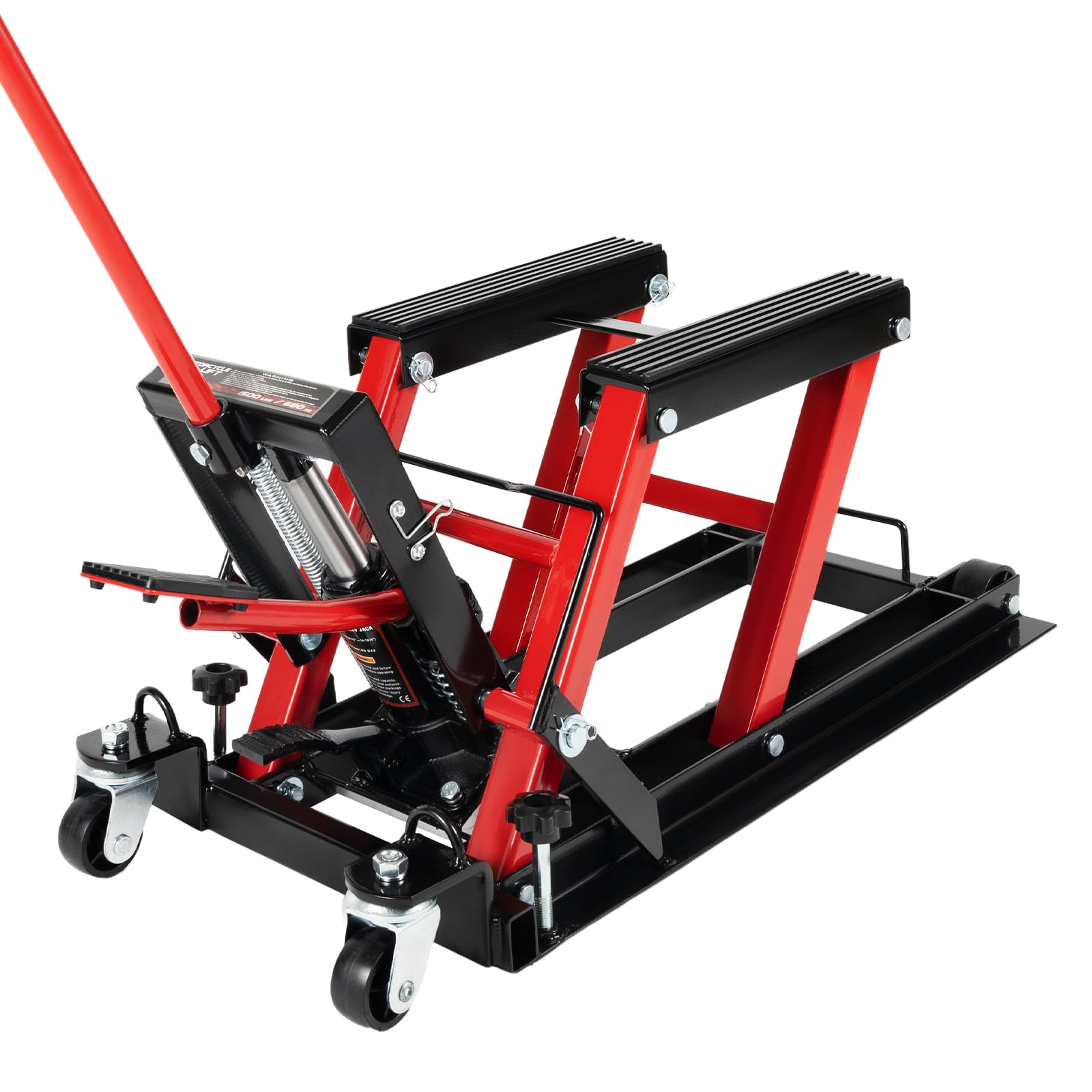 Plataforma elevadora para motocicleta, soporte de montaje hidráulico, 1500 libras, capacidad de carga de 115-365 mm, altura de elevación, gato hidráulico con pedal, bloqueo de seguridad para