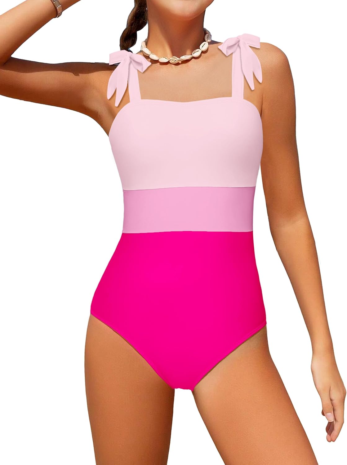 Dearnow Girls Swimsuit One Piece Casual Color-Block Adjustable Straps Girls Bathing Suit Swimwear 9-16T