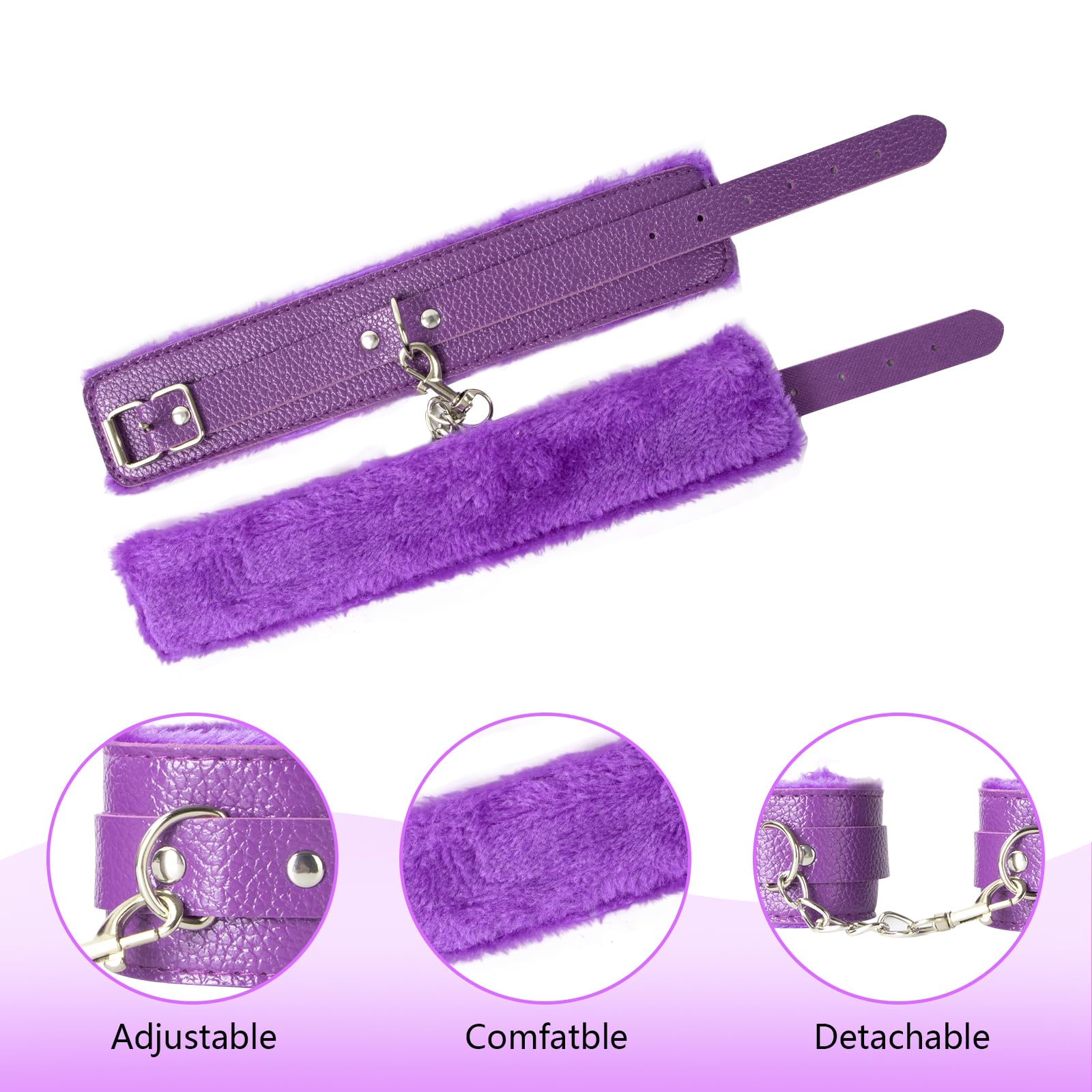 Ataduras Sex Bondage Kit BDSM Plug Anal Qoosea 17PCS Set de Juguetes Sexuales para Parejas Set Bondage Ajustable Juegos para Adultos para Parejas Set de Retención para Accesorios Sexuales (Morado)