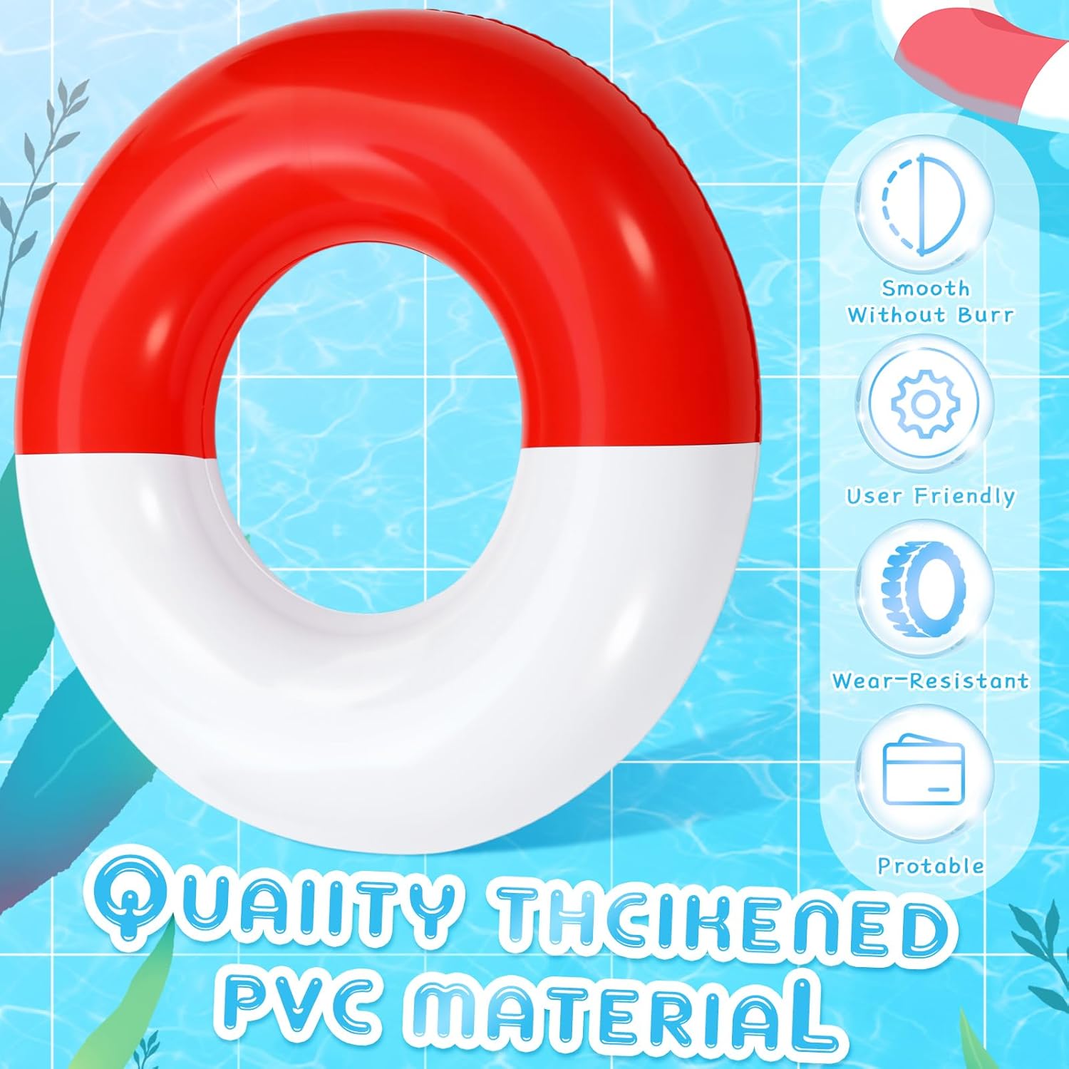 Soulchen Inflatable Tube Pool Float 33" Swimming Pool Float, Swimming Inflatable Tube Ring Raft Toys for Summer Beach Party Supplies