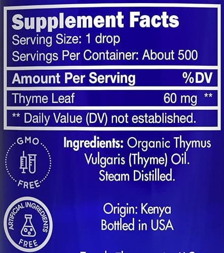 Miniatura 2 de Zongle - Aceite esencial de tomillo orgánico certificado por USDA seguro de ingestar tomillo vulgaris 1 onza