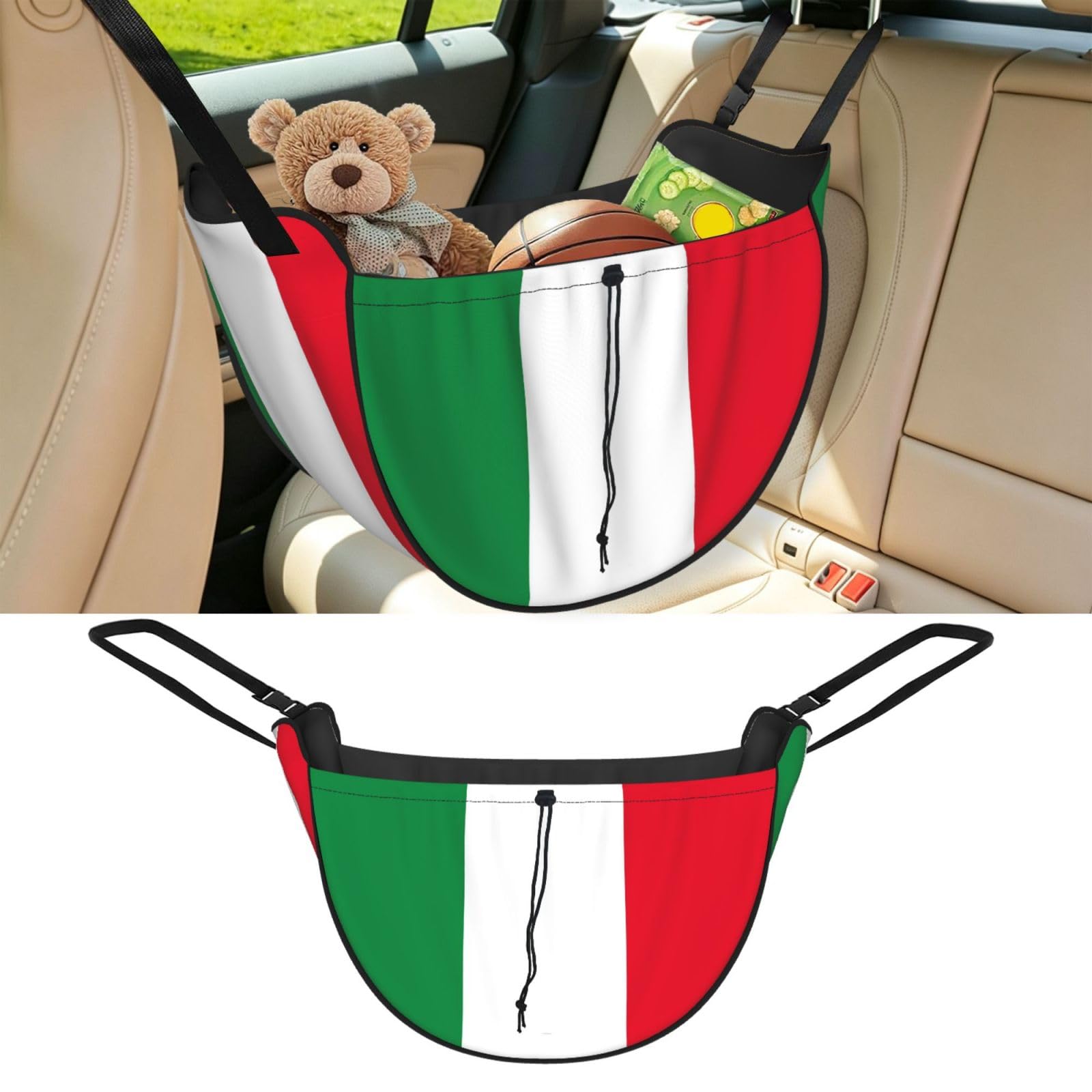 CNTDBU Italian Flag Car Seat Organizer-Backseat Storage Bag for Travel