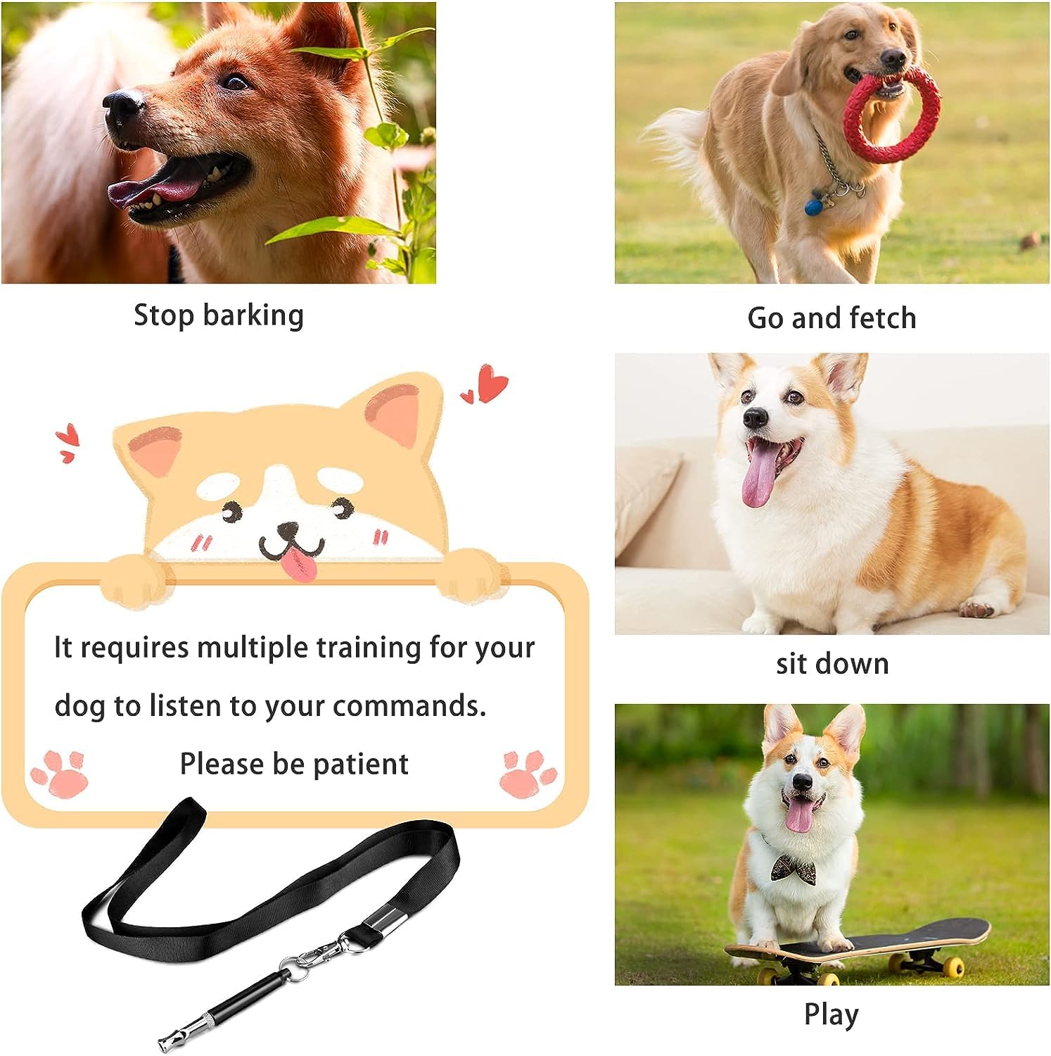 KsPups Dog Whistle, Ultrasonic Silent Dog Whistle with Adjustable Frequencies to Stop Barking Neighbors Dog, Professional Recall Dog Training Whistles with Lanyard 4