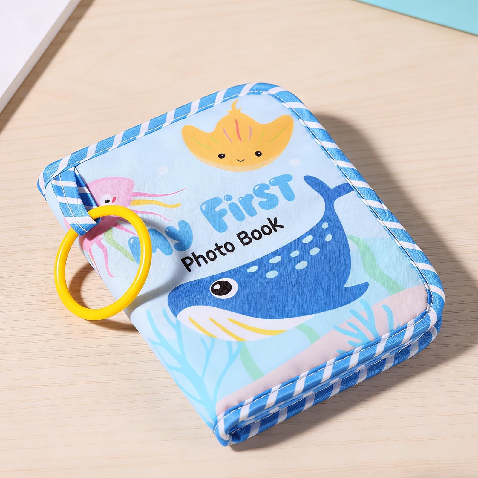 My First Photo Book Album, Photo Albums with Mirror Photos Album Soft Book, Cute Blue Albums Suitable as a Memory Gift for Birthdays - Image 3