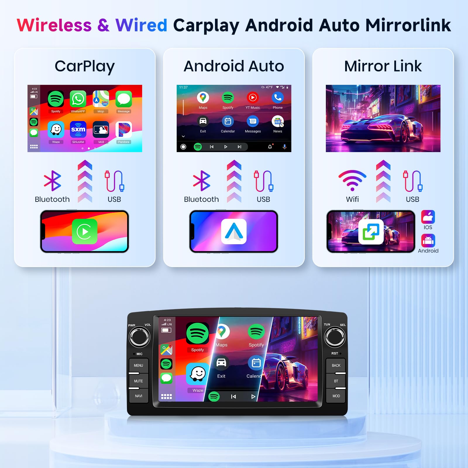 2 GB + 64 GB Android Radio samochodowe do Toyota Corolla E120 2000-2006 BYD F3 2006-2013 z automatycznym systemem Android CarPlay, Hodozzy 2 Din 7 cali ekran dotykowy Radio z GPS Bluetooth WIFI EQ FM