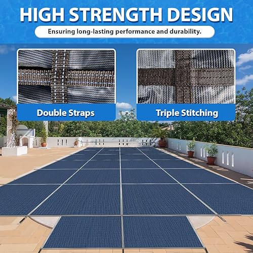 Miniatura 5 de iCover - Cubierta de seguridad para piscina, se adapta a piscinas enterradas de 18 x 36 pies con escalones centrales de 4 x 8 pies, cubierta de
