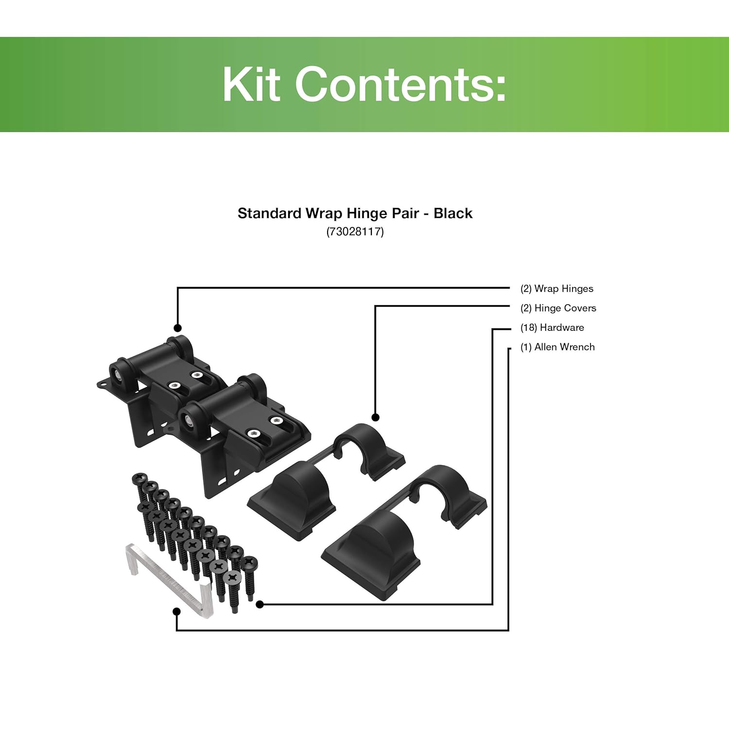 Barrette Outdoor Living Standard Wrap Hinge, Black