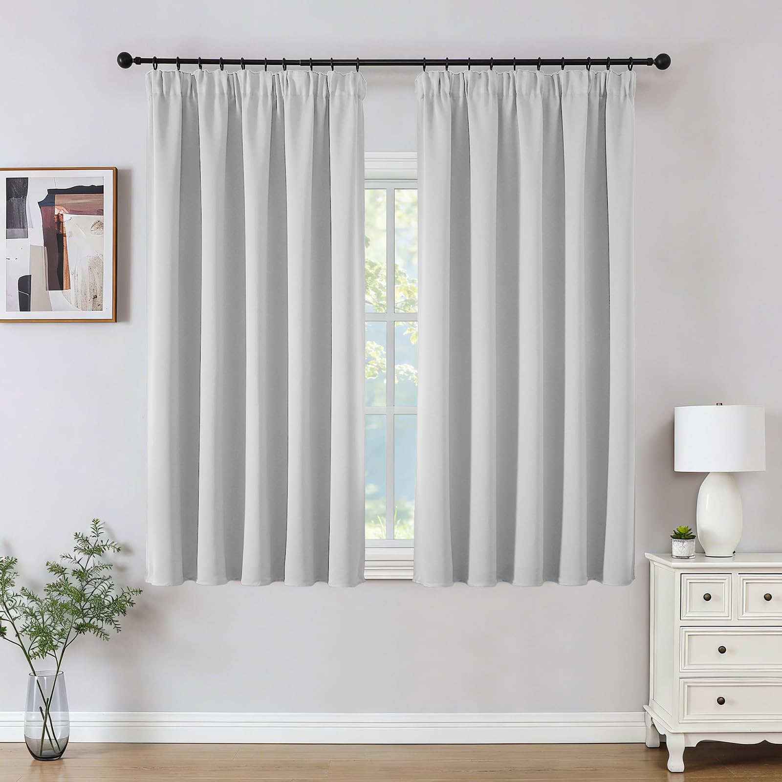 CUCRAF Vorhänge Blickdicht mit Kräuselband 2 Stück H145 x B140 cm Thermovorhang Schallschutz Verdunklungsvorhänge Kälteschutz für Wohnzimmer Kinderzimmer Schlafzimmer Vorhang