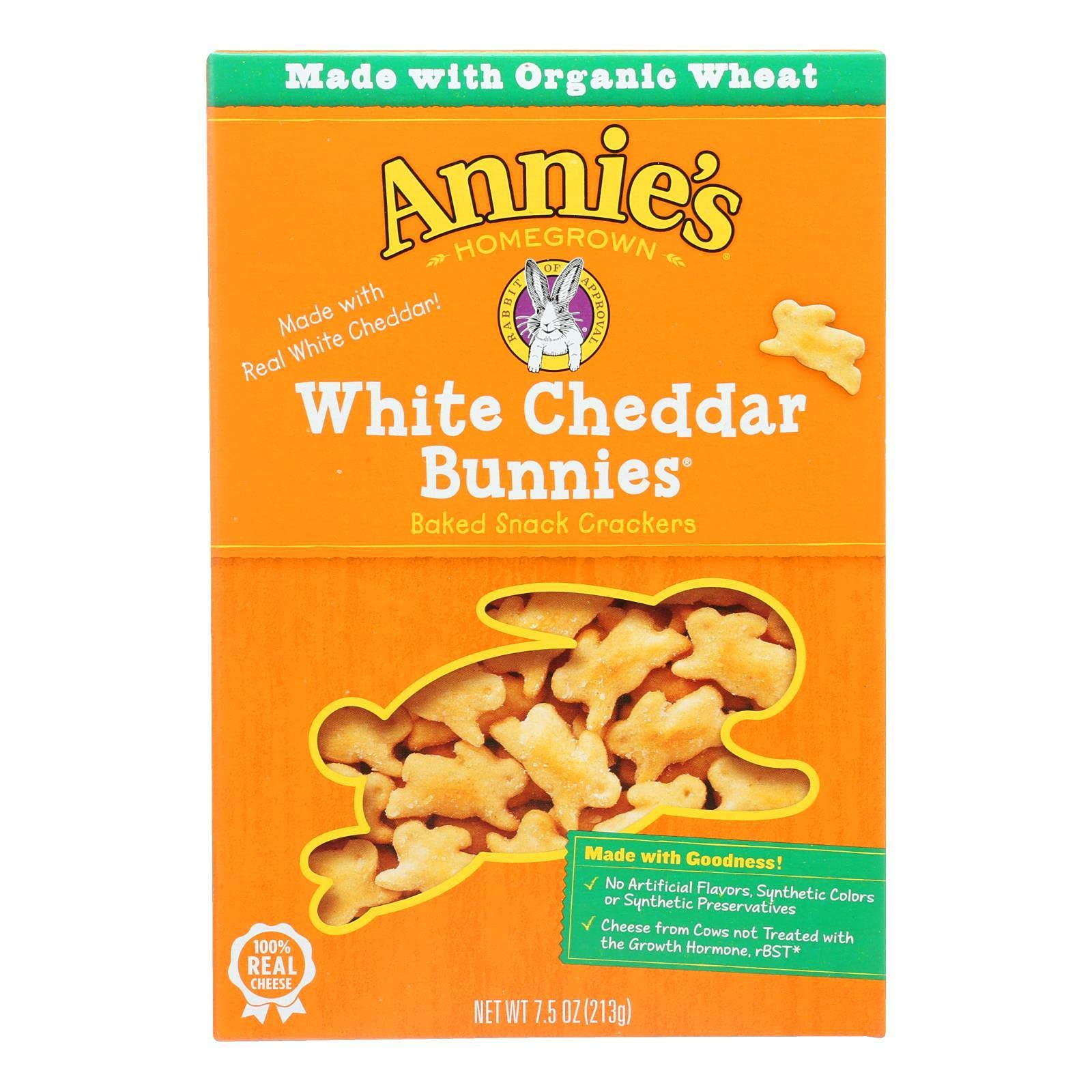 Annie's Homegrown Organic White Cheddar Bunnies, Baked Crackers, 7.5 oz (213 g)