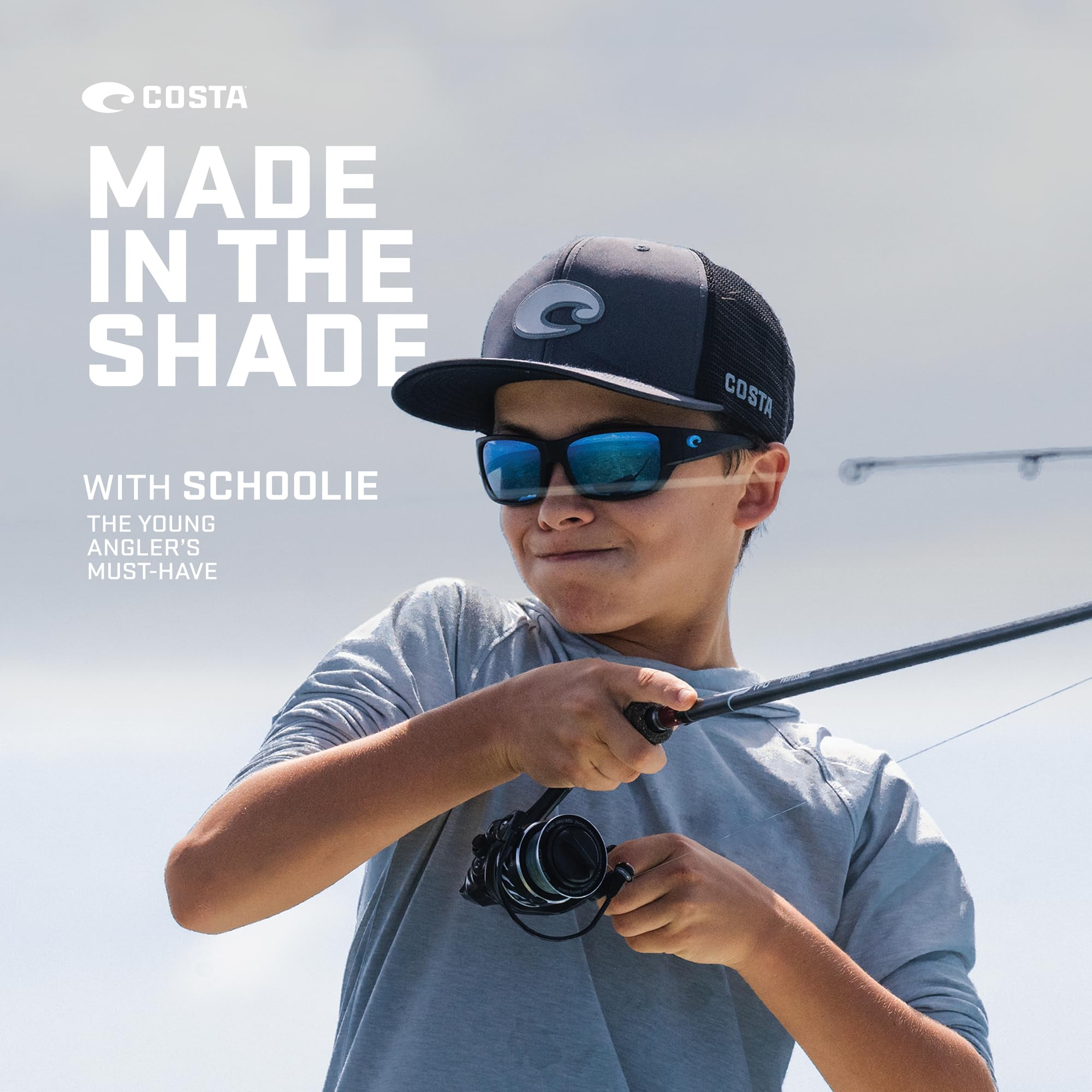 Costa Del Mar Gafas de sol polarizadas para niños, con protección UV, talla 56-580P | Gafas de pesca polarizadas con protección UV, gafas de sol Costa para navegación, playa y conducción, 580P, 56