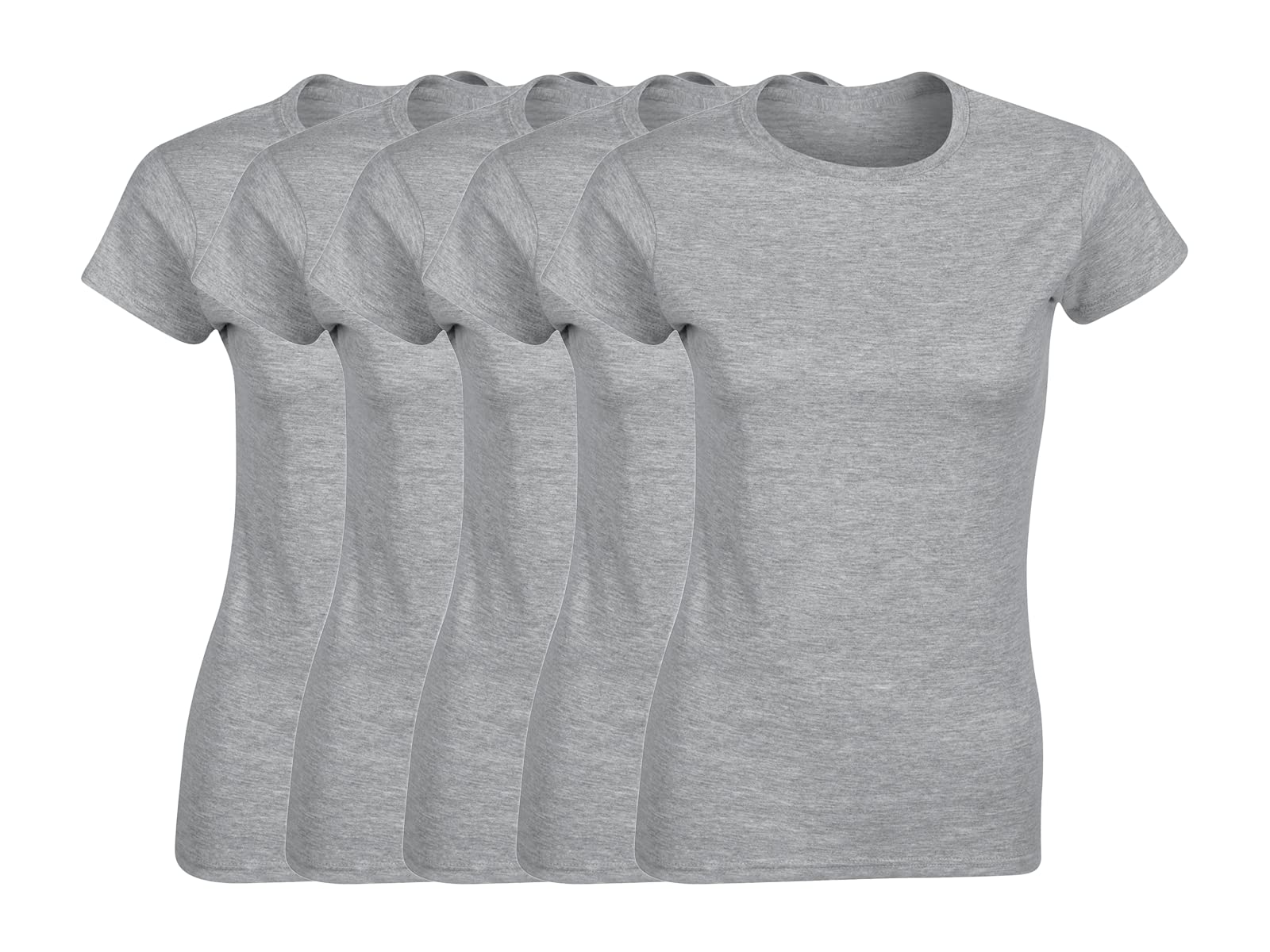 COOZO Women’s Soft Ringspun Cotton T-Shirts – Pack of 5 Plain, Feminine-Fit, Short Sleeve Basics