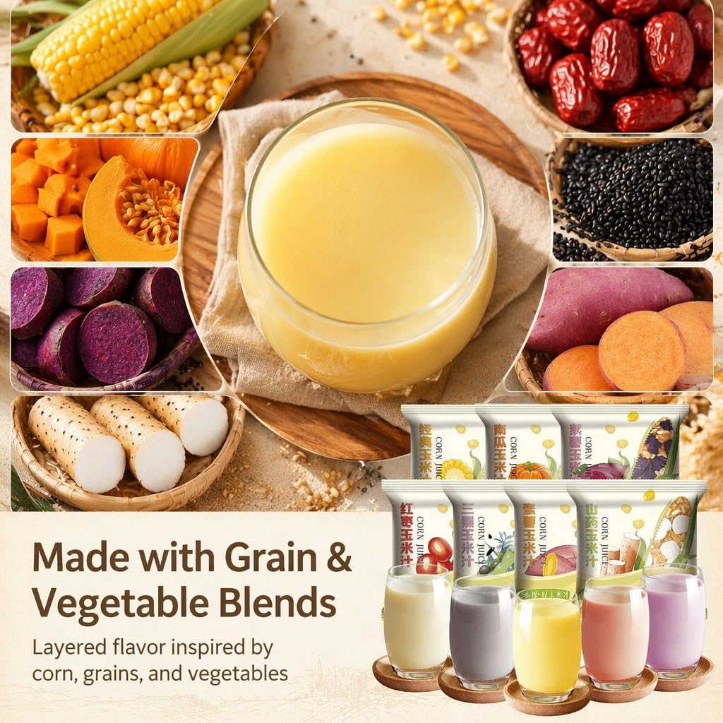Confezione Mista Di Succo Mais A 7 Gusti, 35 G X 14 Buste For Frullatore E Macchina For Latte Soia, Ingredienti Facili Nutrienti For La Colazione, Pronti Da Frullare