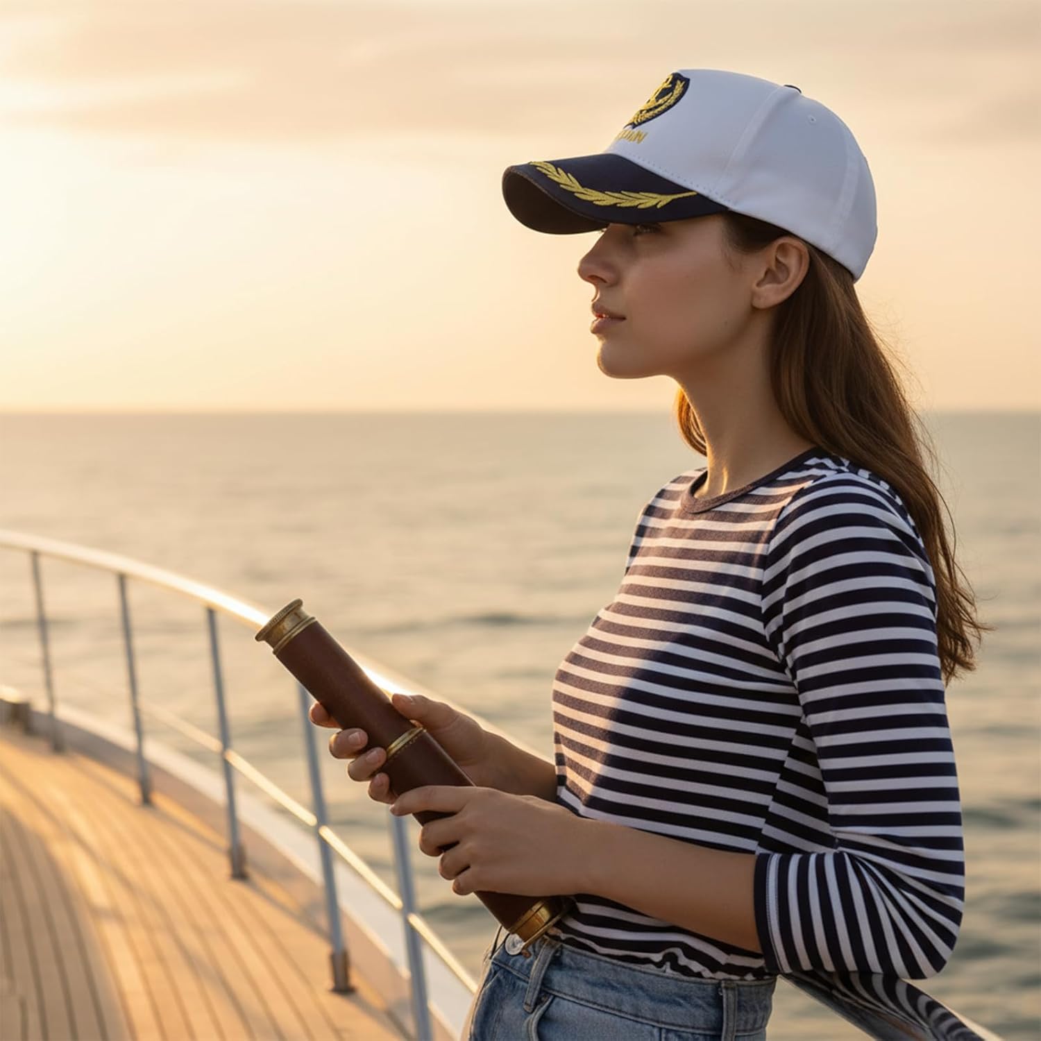 LUOZZY Captain Hat & First Mate Hat Boating Baseball Cap Marine Sailor Navy Hats Sunshade Baseball Headwear Adjustable Captain Hats for Men - Image 6