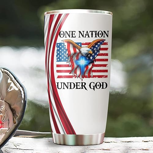 Miniatura 4 de One Nation Under God - Vaso patriótico de Jesús y águila americana, regalos cristianos para marido, esposa, regalos de Navidad, regalos de