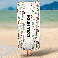 Vista 30 de Personalized Beach, Pool, Bath Towel for Kids - Robots, Custom Name/Text, Quick-Dry/Absorbent for Summer/Vacation/Children's Bathroom, Customized
