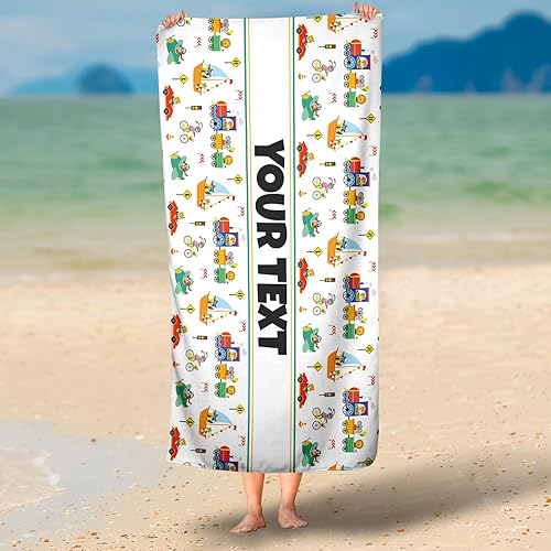 Vista 30 de Personalized Beach, Pool, Bath Towel for Kids - Robots, Custom Name/Text, Quick-Dry/Absorbent for Summer/Vacation/Children's Bathroom, Customized