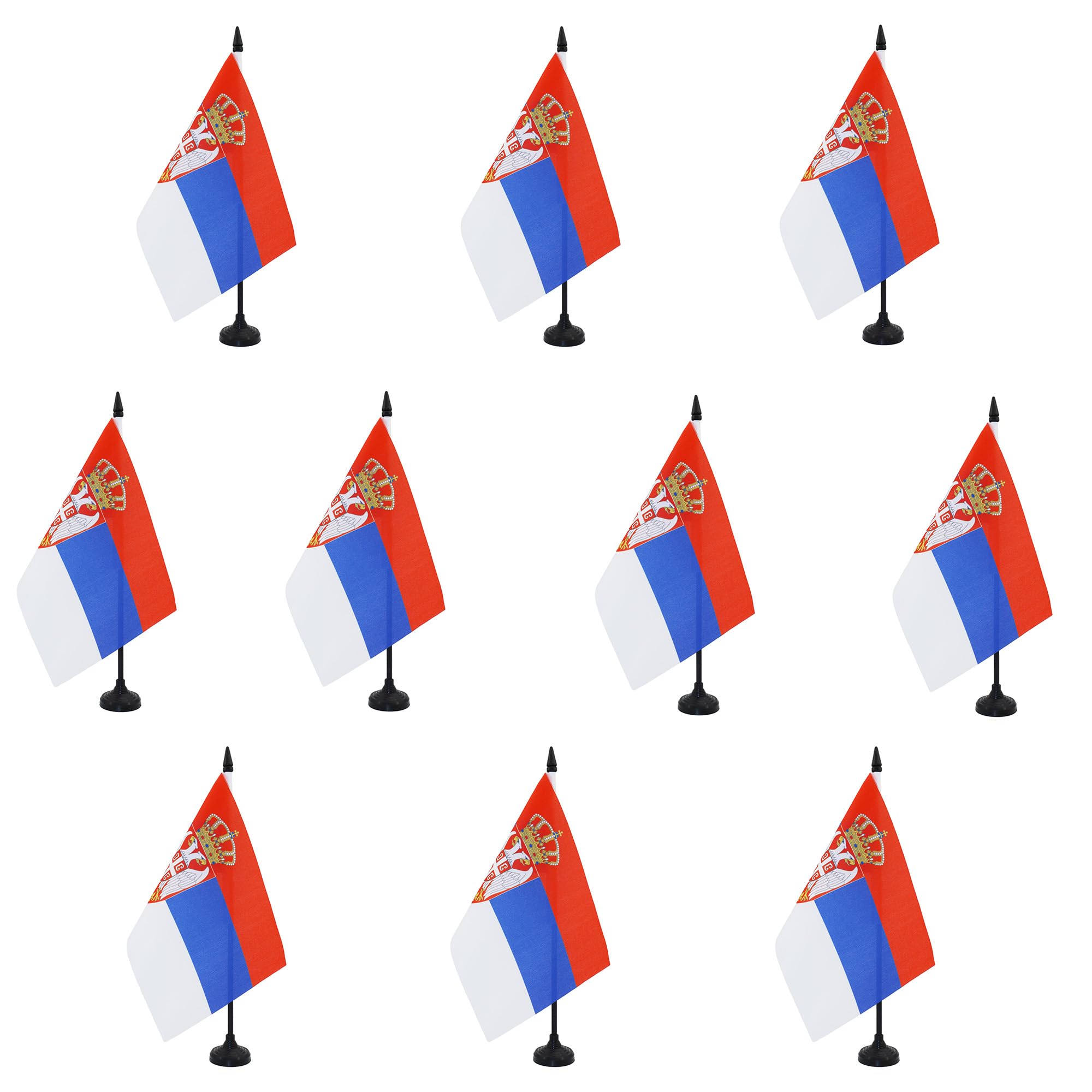 AZ FLAG Pack of 10 Serbia Table Flags 6x8 in 100D Polyester Plastic Base