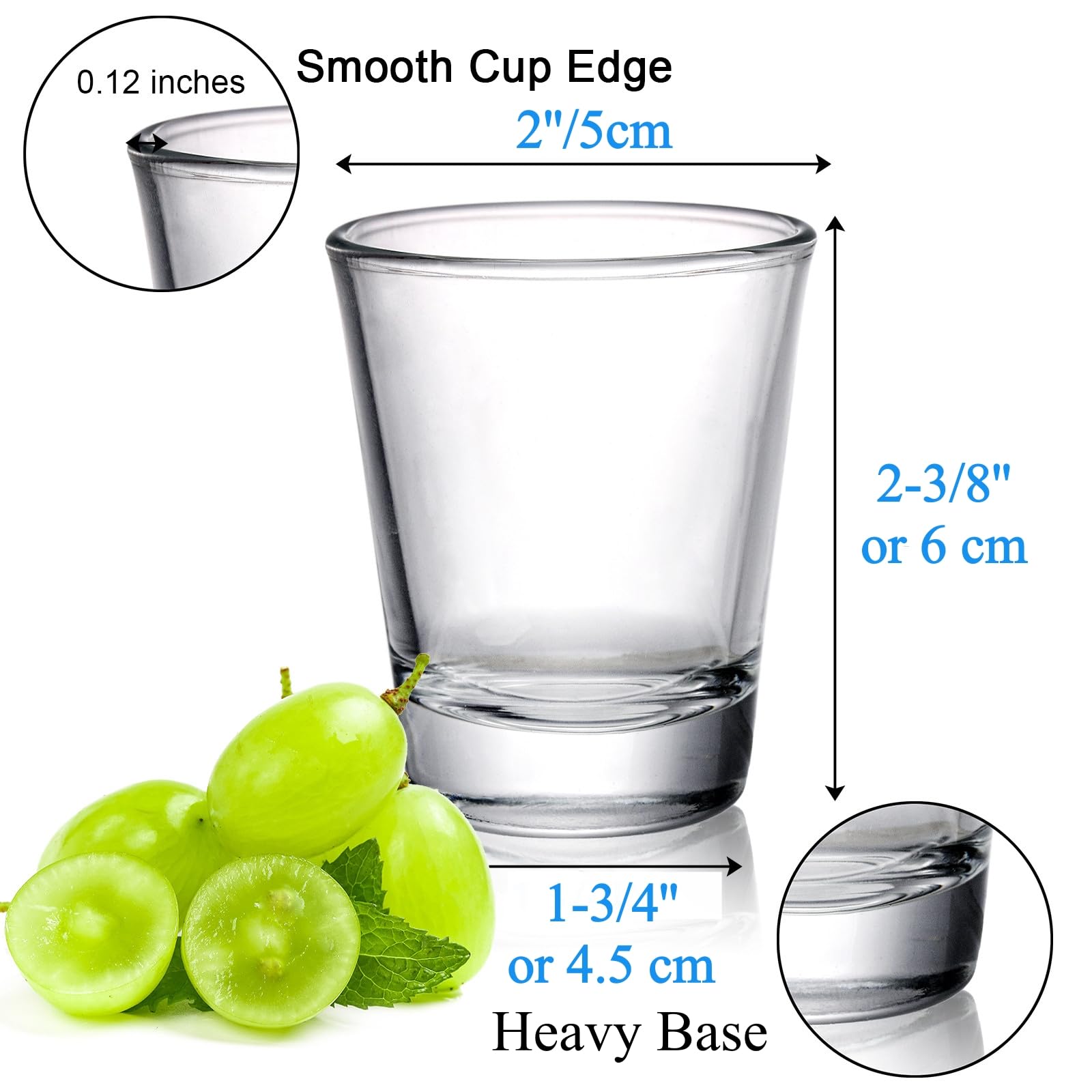 Tebery - Set di Bicchierini da Shot, Bicchieri Rotondi da Liquore con Base Pesante, 30 Pezzi