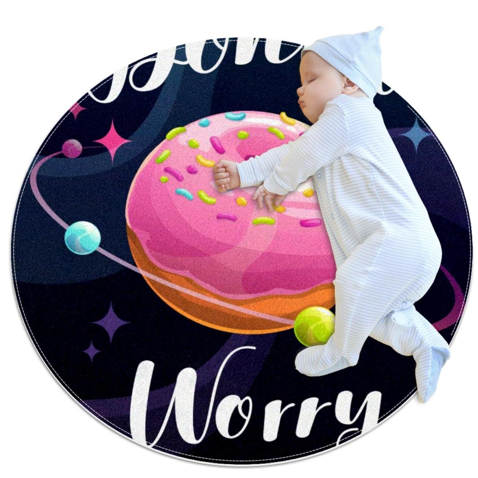 Alfombra redonda Donut JDEZ de 80x80cm para habitaciones infantiles y juegos