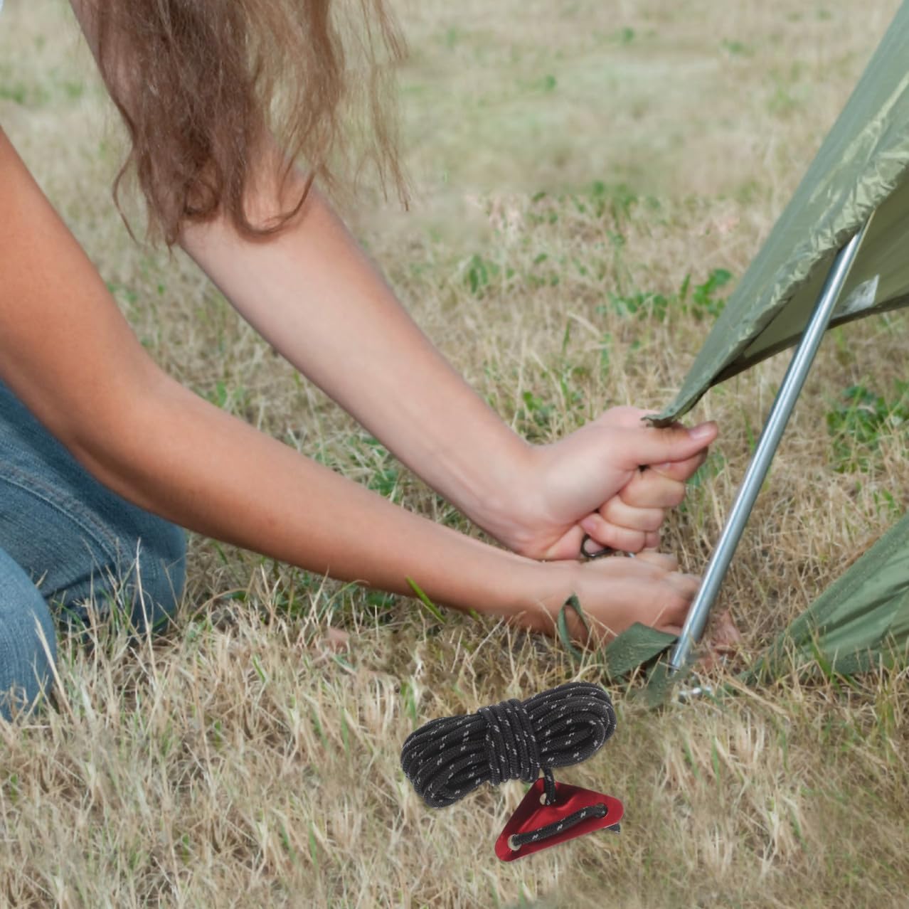 8pcs Windproof Tent Ropes Camping Cord Reflective High Strength Hauling Lines for Tarp Tent Tie Downs Mountaineering Gear