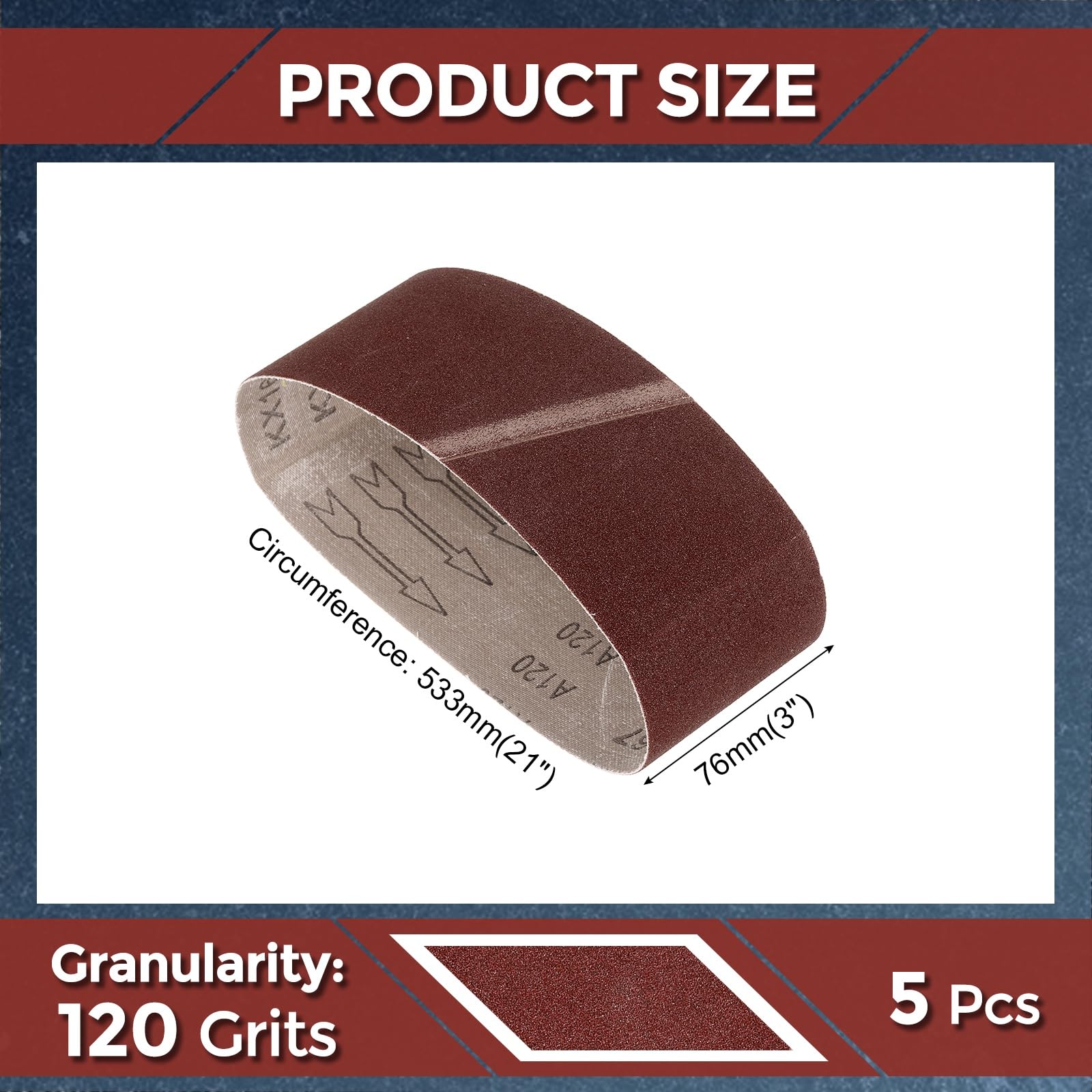Kozelo 6 Pcs Sanding Belts 76mm x 533mm 120 Grit Aluminum Oxide Abrasive Sandpaper for Belt Sander Metal Grinding Wood Working Weld Rust Removal - Image 2