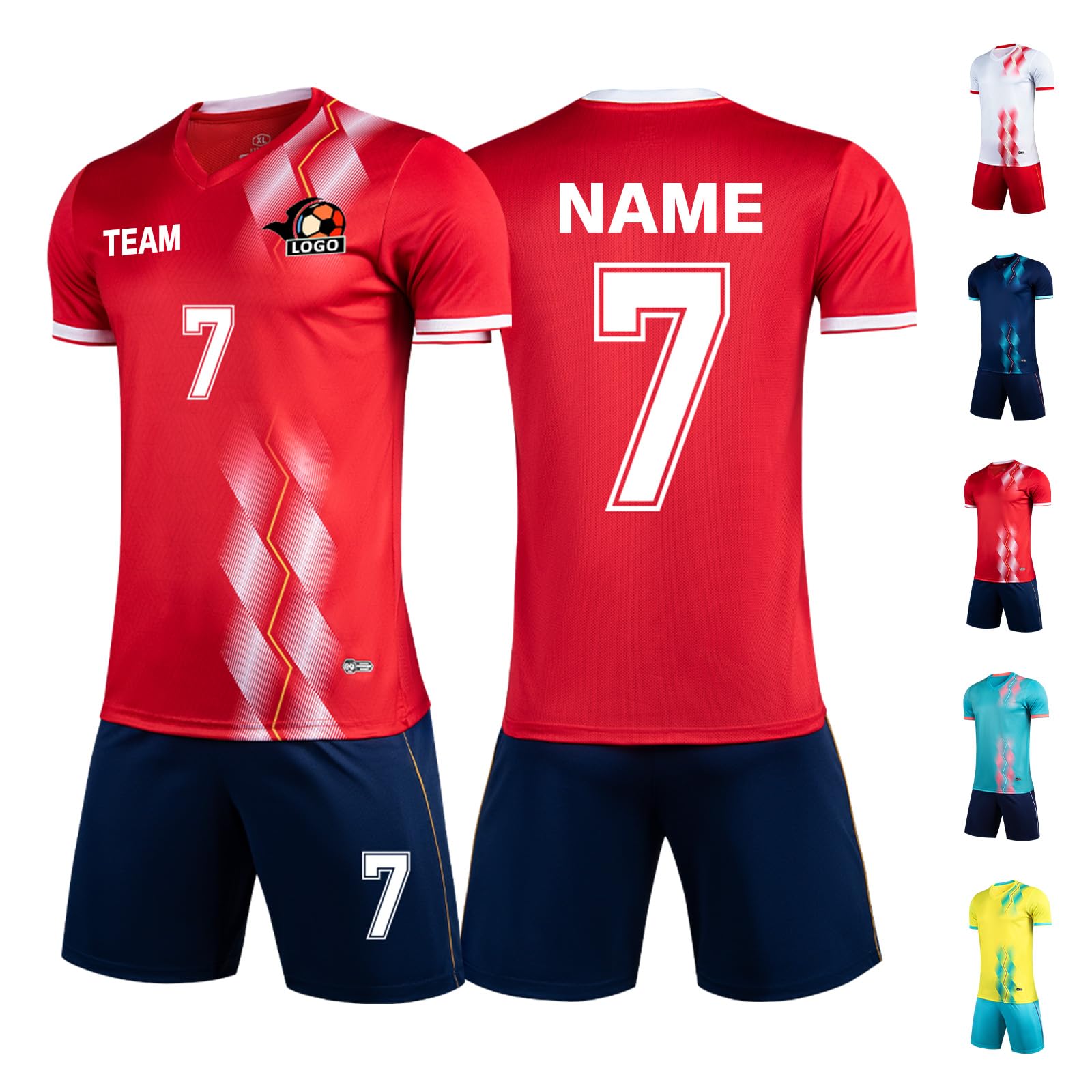 LAIFU Custom Soccer Jerseys for Kids Youth Adults Personalized Soccer Shirts Shorts Set for Boys Girls Men Women (Red)