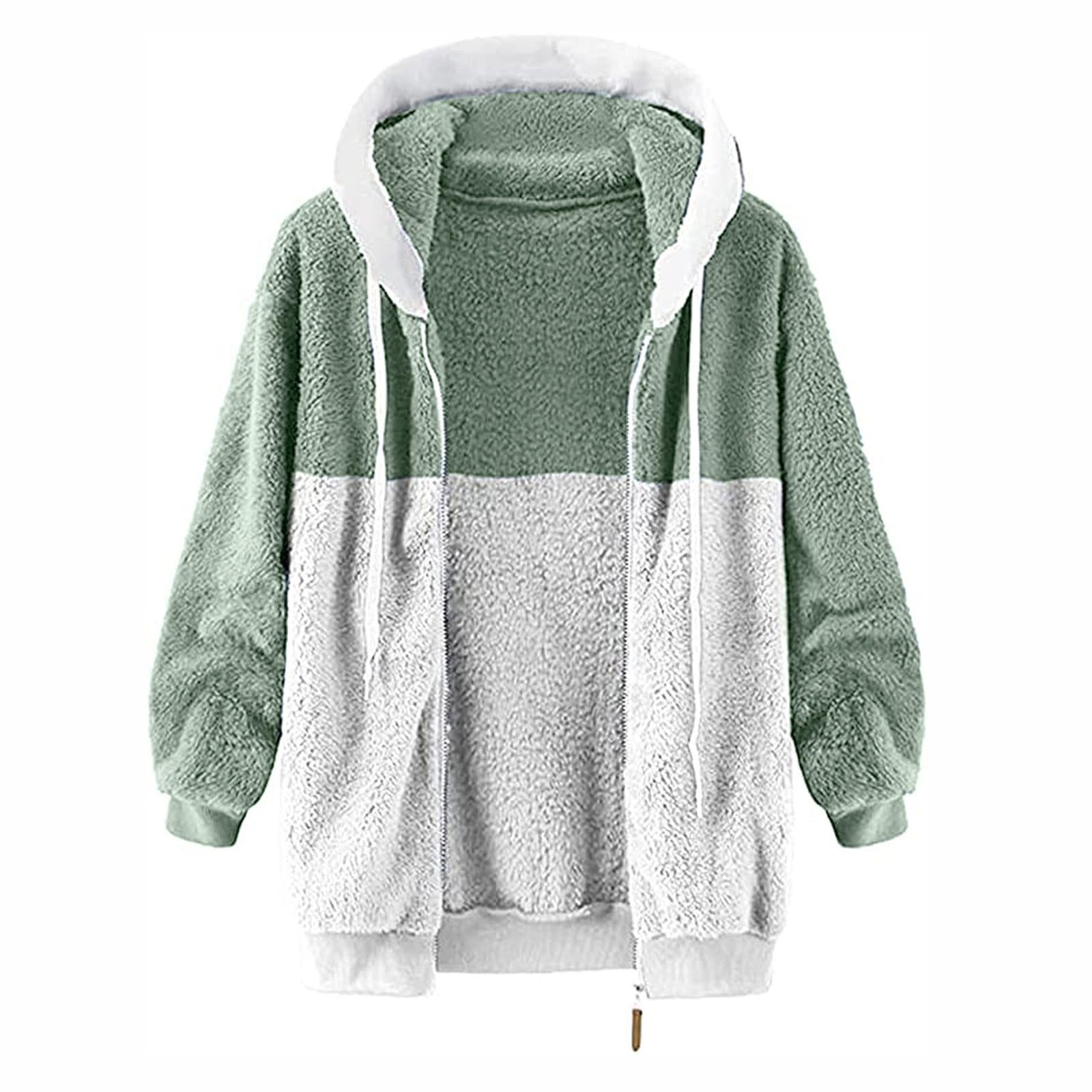 Generico Sudaderas Largas Algodón Mujer con Cremallera Sin Capucha - Top Blanco Mujer Elegante Oversize Hoodie Ligero Moda Térmica Felpa Suave con Bolsillos Cómodos Ropa Otoño Casa Al Aire Libre