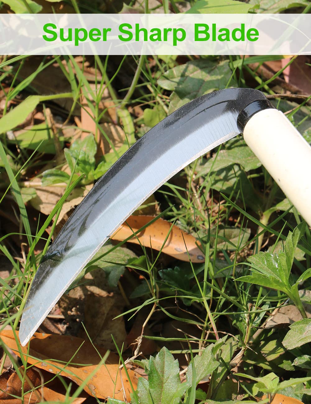 TOYPOPOR Sierp do trawy ze stali węglowej, 38 cm, japońskie ogrodnictwo, narzędzie ręczne do hodowli, narzędzie do usuwania chwastów, nóż do koszenia, ręczny nóż do koszenia, grube ostrze ogrodnicze