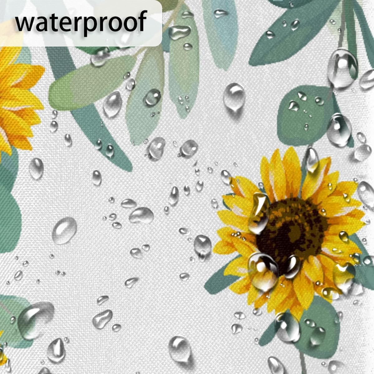 Honeybaby Sunflower Eucalyptus Leaves Shower Curtain Waterproof Bathroom Shower Curtain with 12 Hooks 48x72 inch