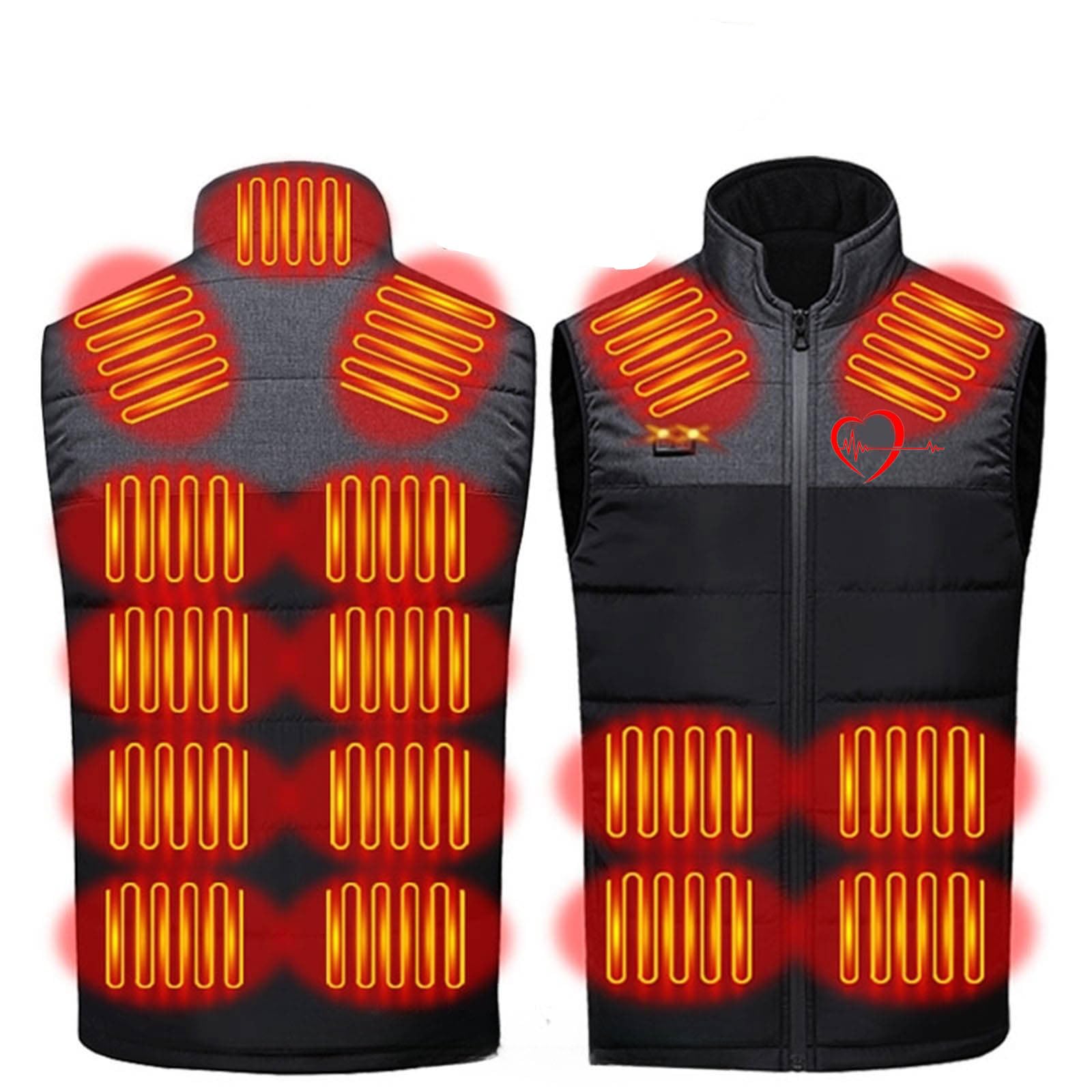 Veste Chauffant Homme Femme, Gilet Chauffante Moto, Tissu Polaire Réversible Lavable en Machine, 17 Zones de Chauffage, 3 Niveaux de Chauffage pour Ski Pêche Randonnée Plein Air Pas Cher Blouson