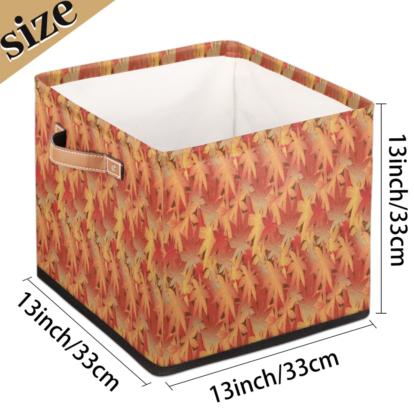 Cesto portaoggetti in stile giapponese orientale con foglie d'acero, cestino decorativo autunnale con manici per armadio, organizer per casa, ufficio, confezione da 2