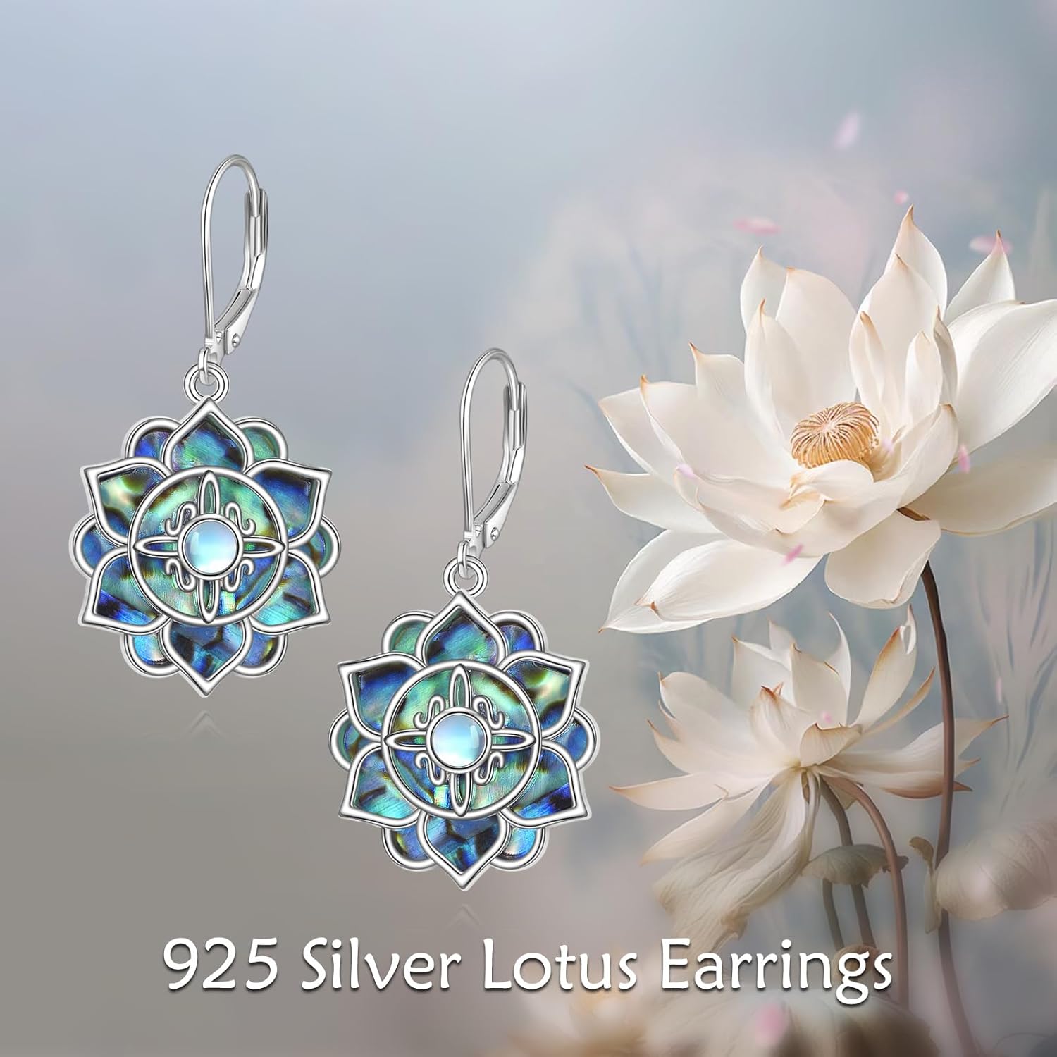Lotus Earrings 925 Sterling Silver Witches Knot Dangle Earrings Nudo De Bruja Created Abalone Lotus Jewelry Gifts for Women - Image 6