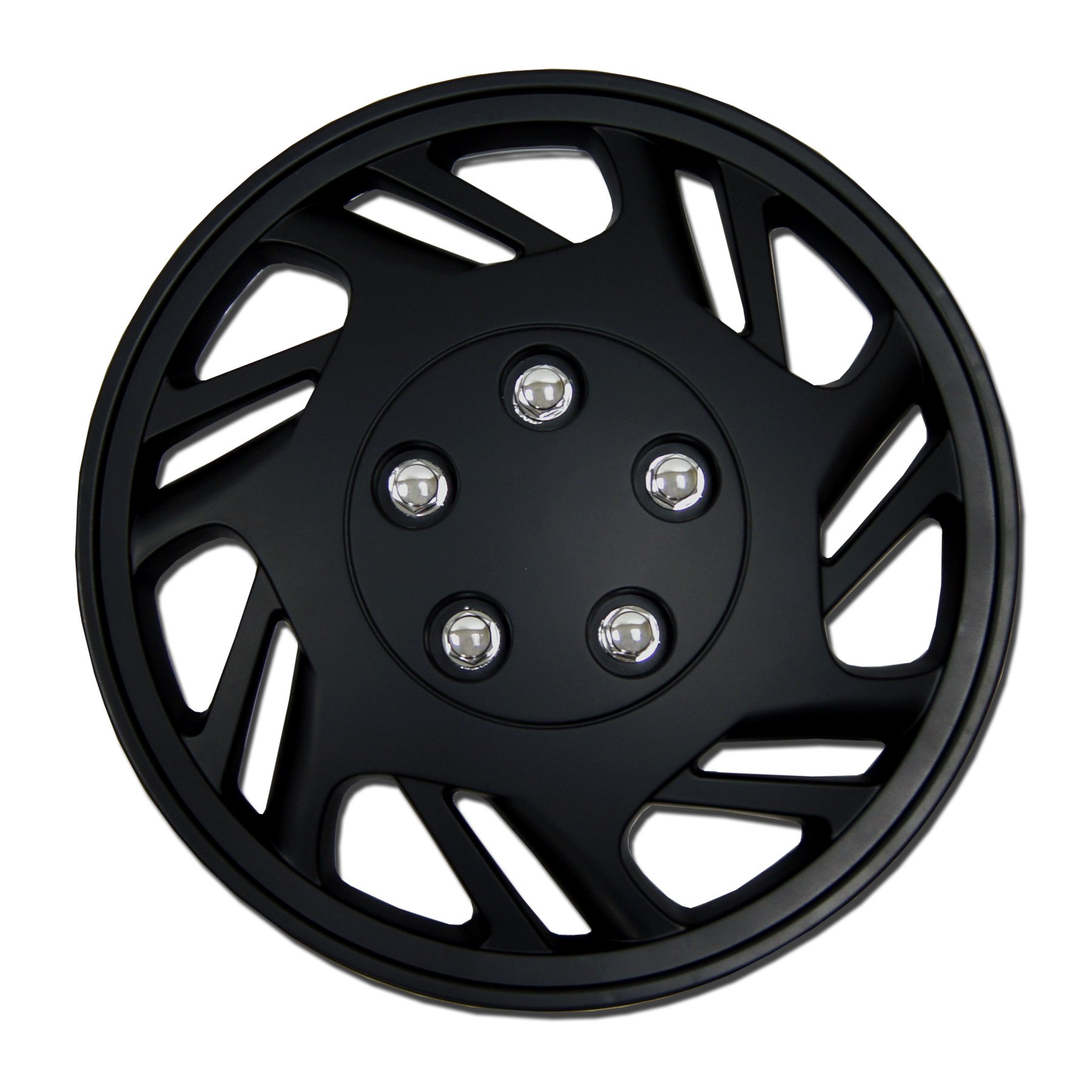 Tuningpros WC1P-15-9126-B - Pack of 1 Hubcap (1 Piece) - 15-Inches Style Snap-On (Pop-On) Type Matte Black Wheel Covers Hub-caps
